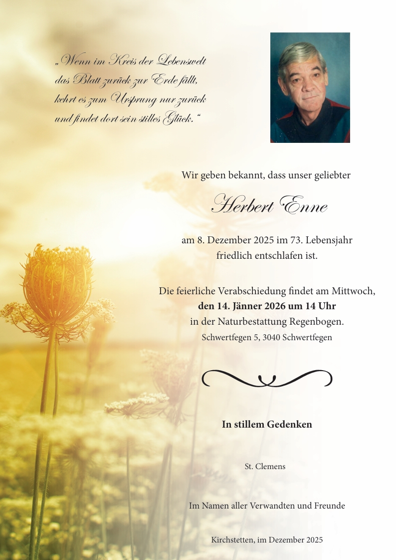 Traueranzeige von Herbert Enne