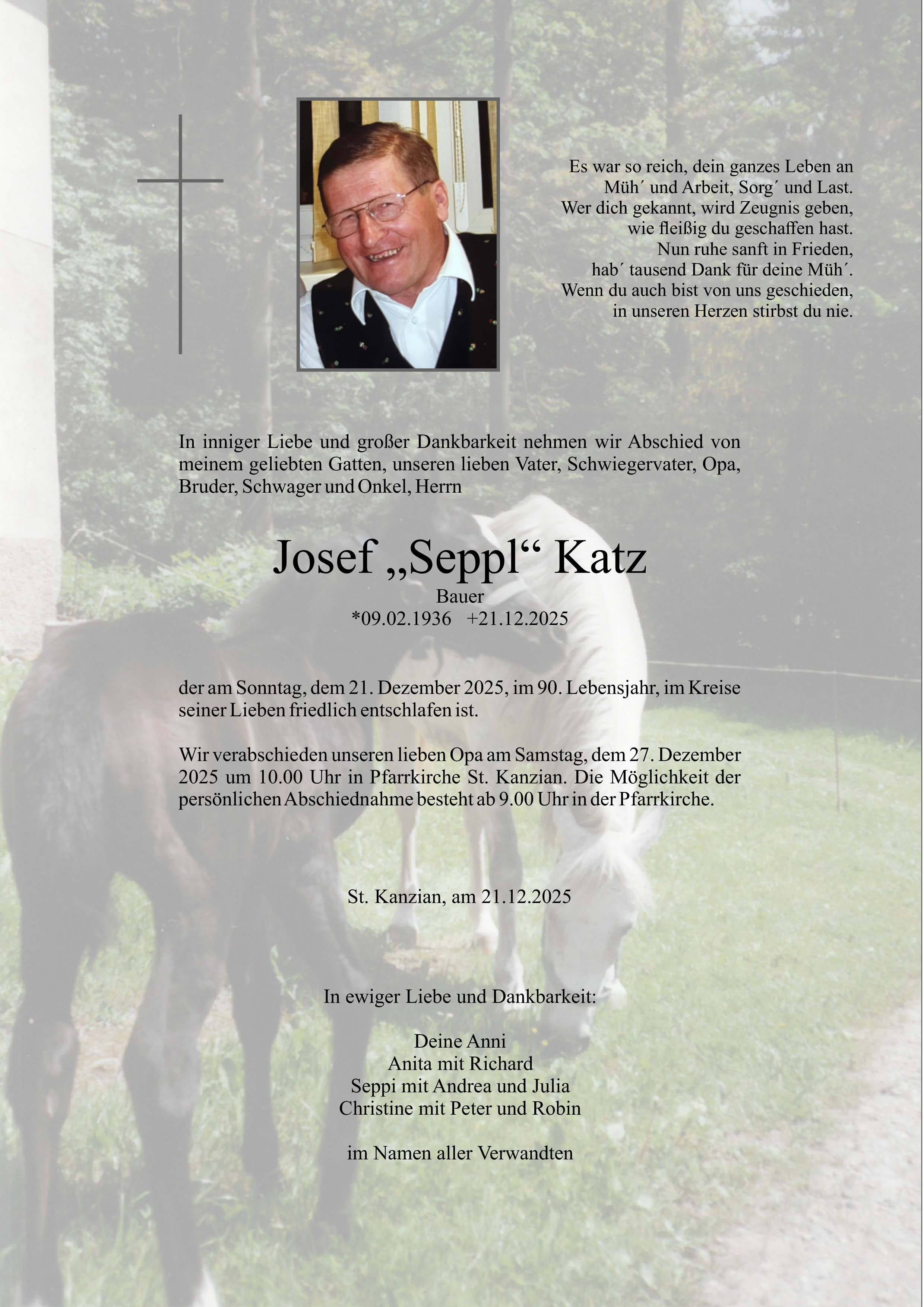Traueranzeige von Josef Katz