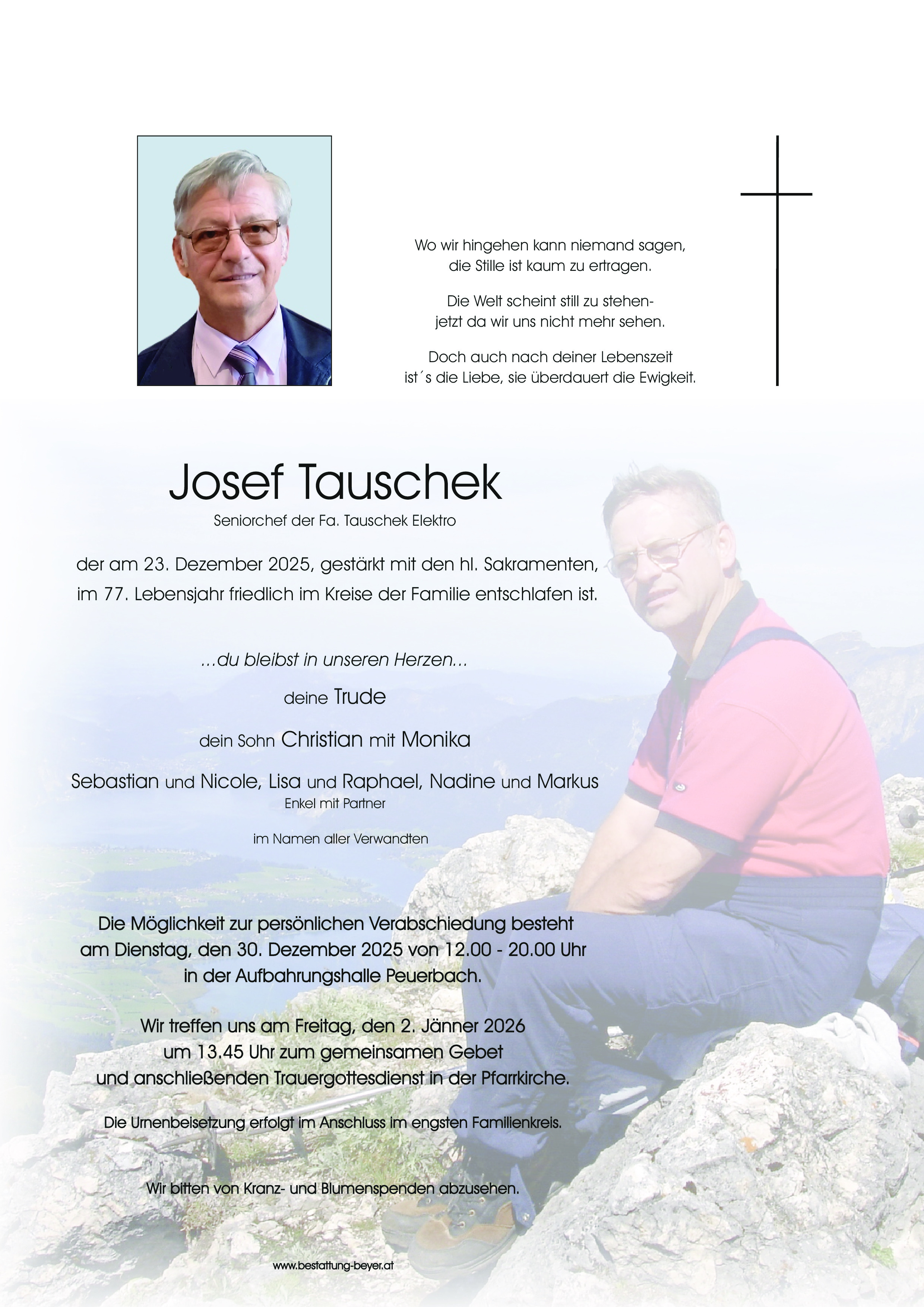 Traueranzeige von Josef Tauschek
