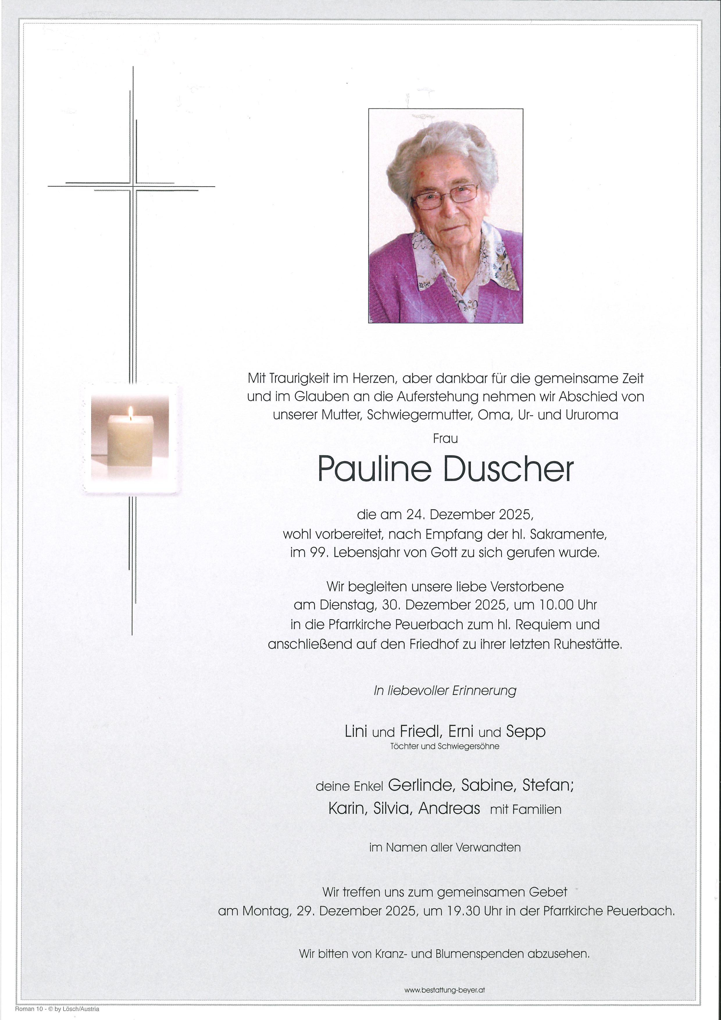 Traueranzeige von Pauline Duscher