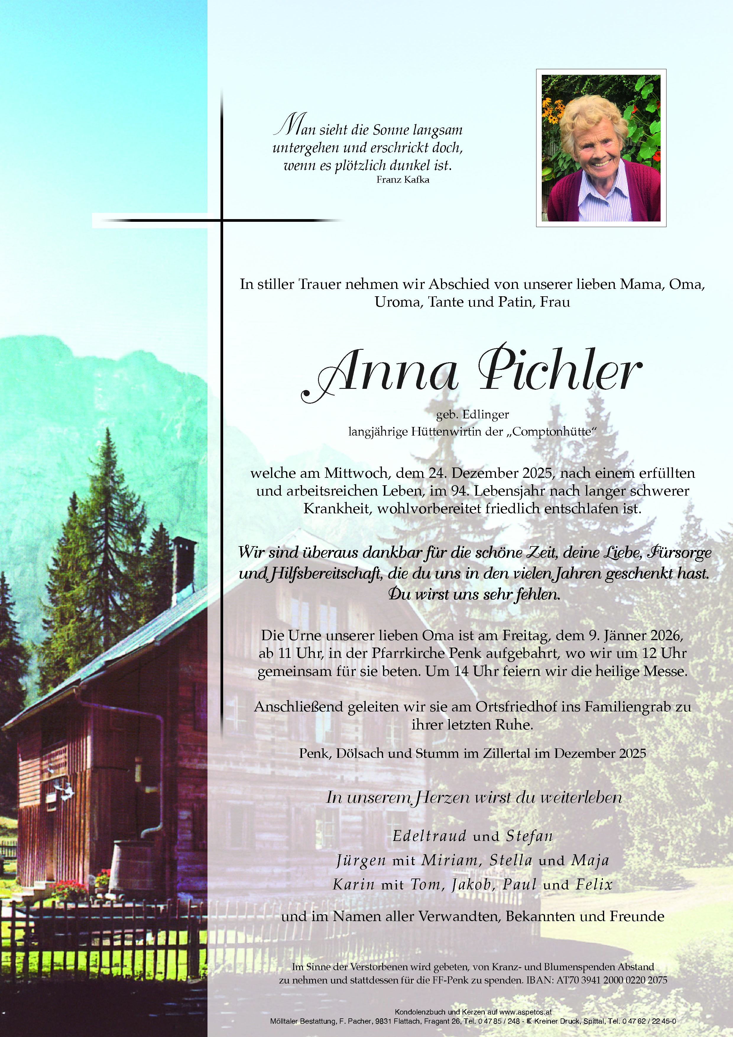 Traueranzeige von Anna Pichler