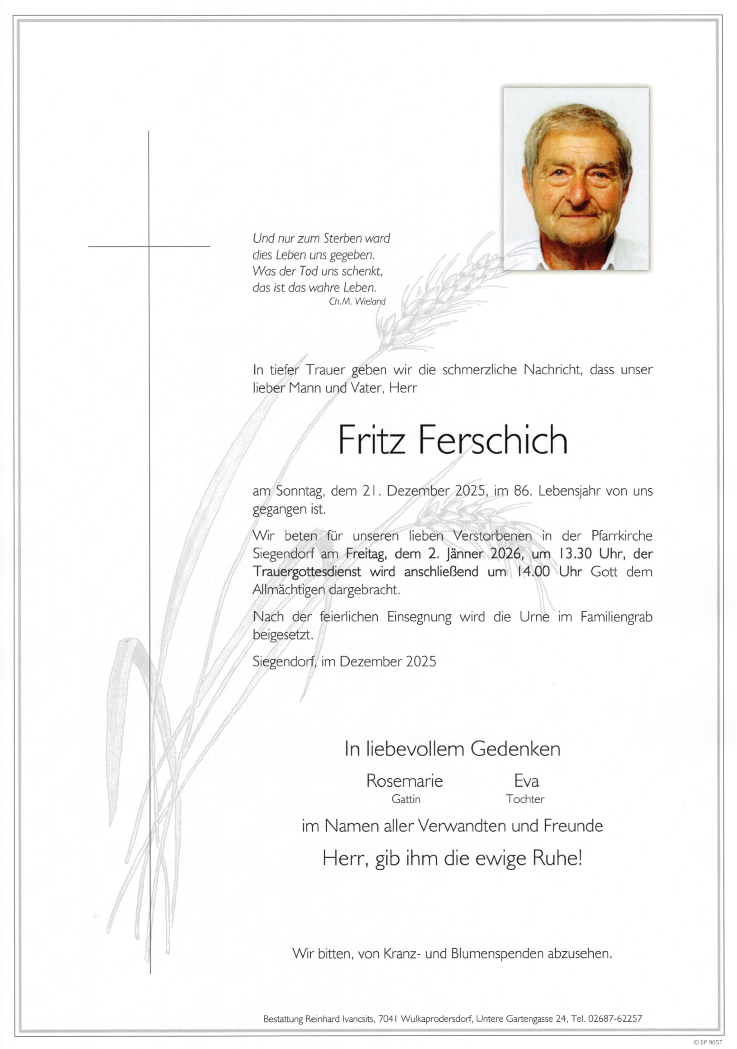 Traueranzeige von Friedrich Ferschich