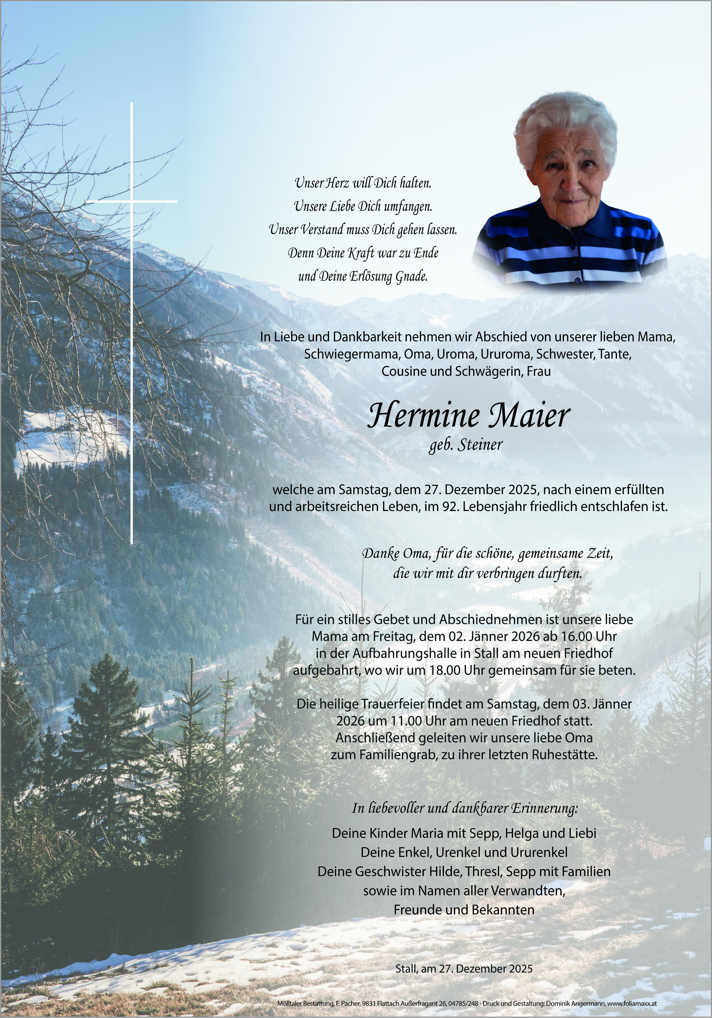 Traueranzeige von Hermine Maier