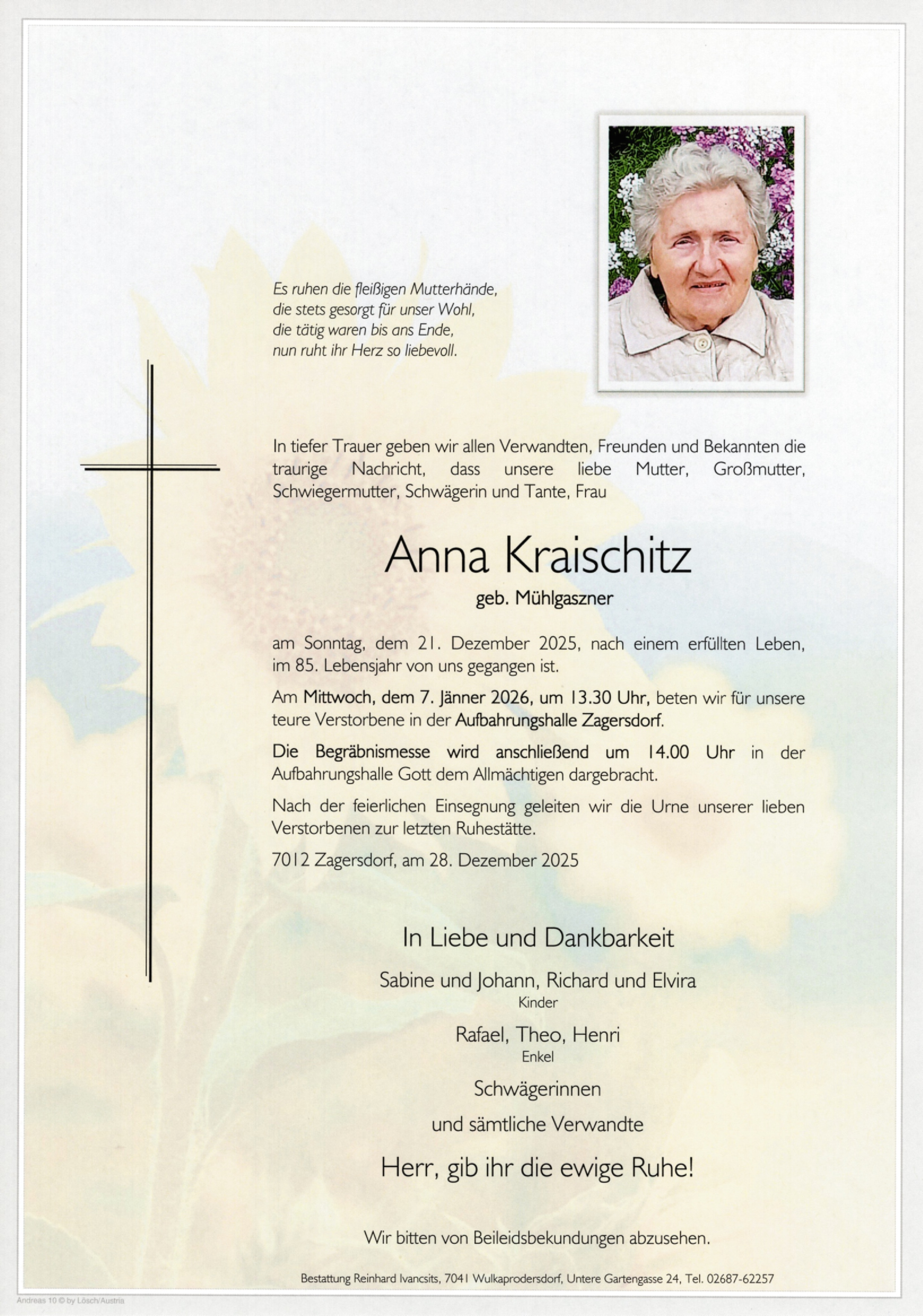 Traueranzeige von Anna Kraischitz