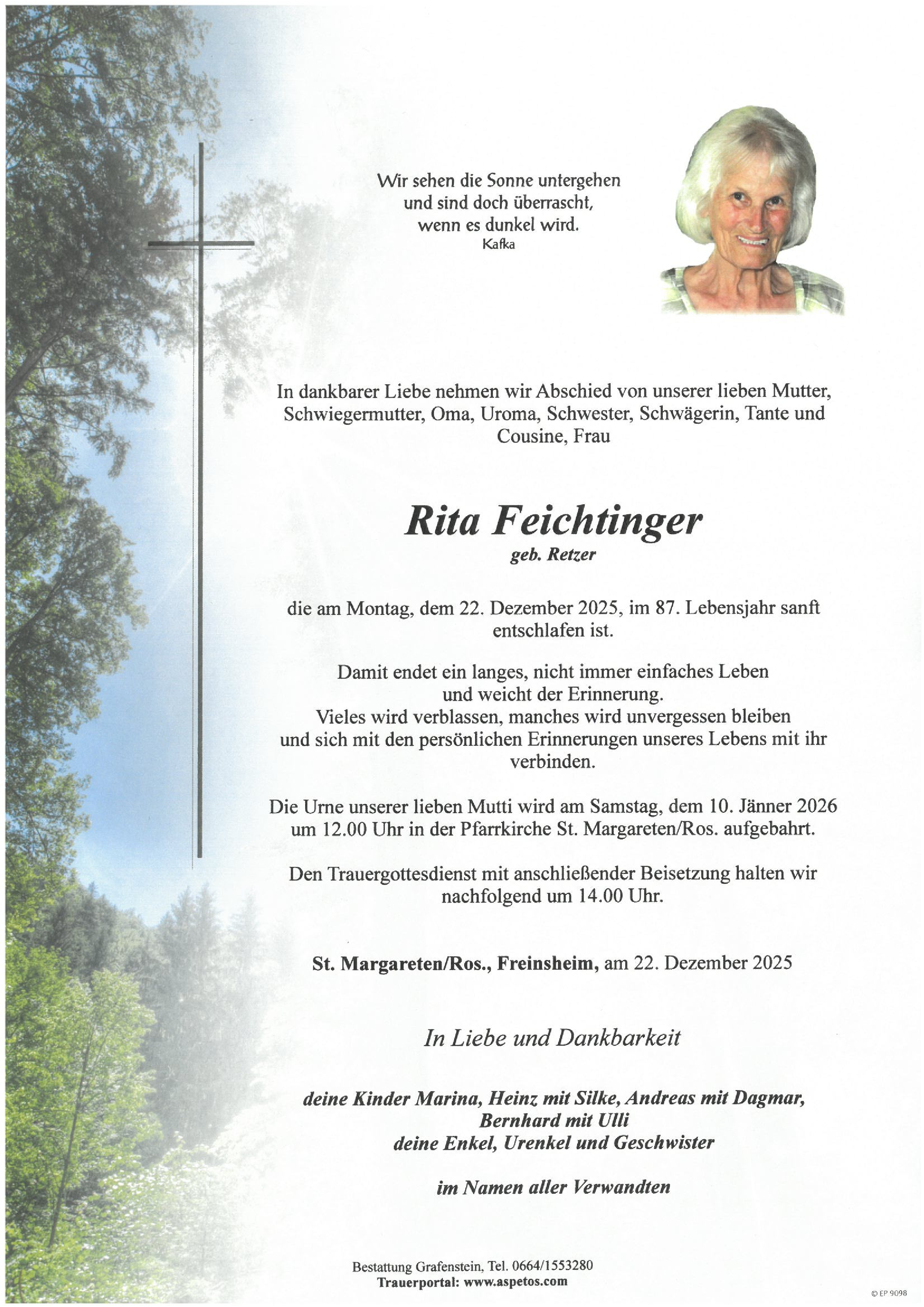 Traueranzeige von Rita Feichtinger