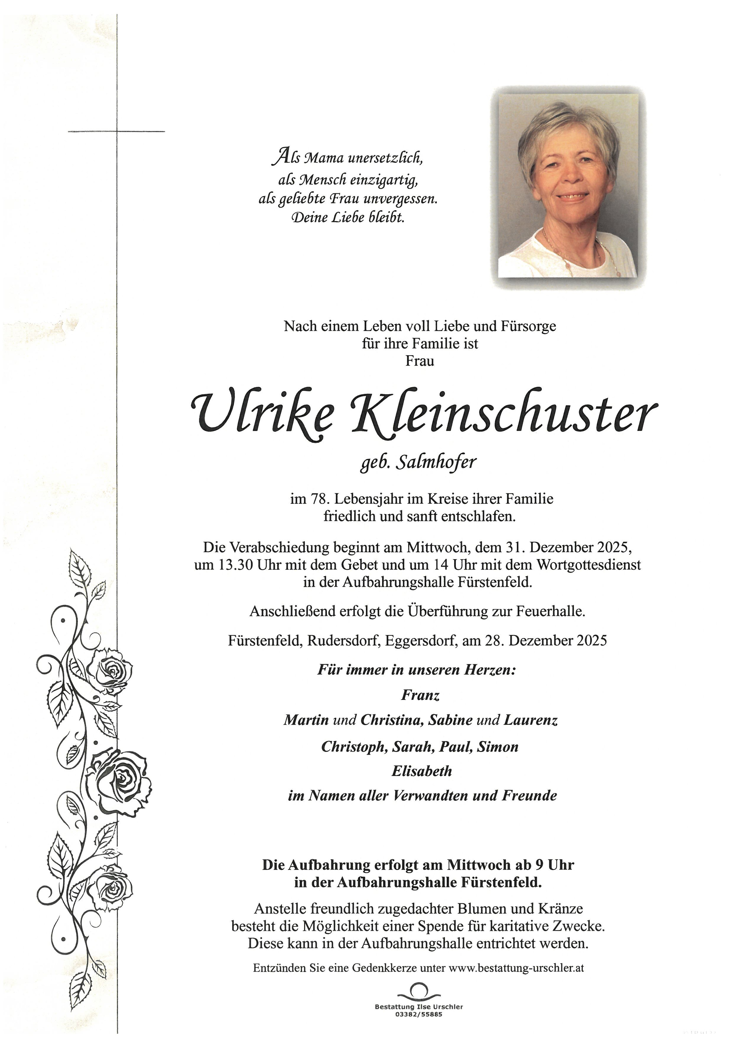 Traueranzeige von Ulrike Kleinschuster