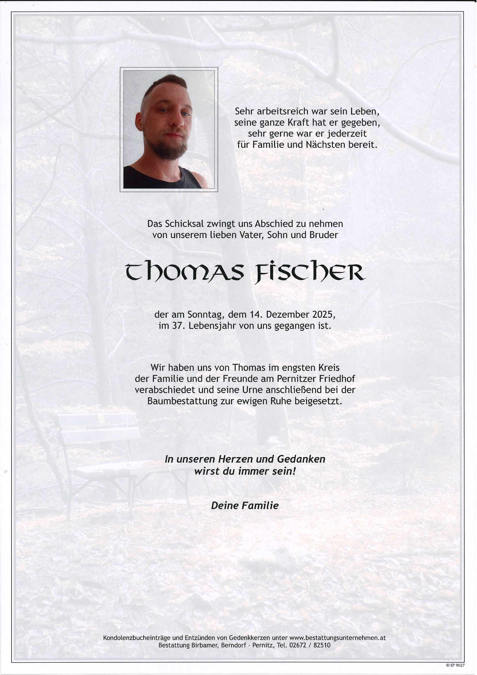 Traueranzeige von Thomas Fischer