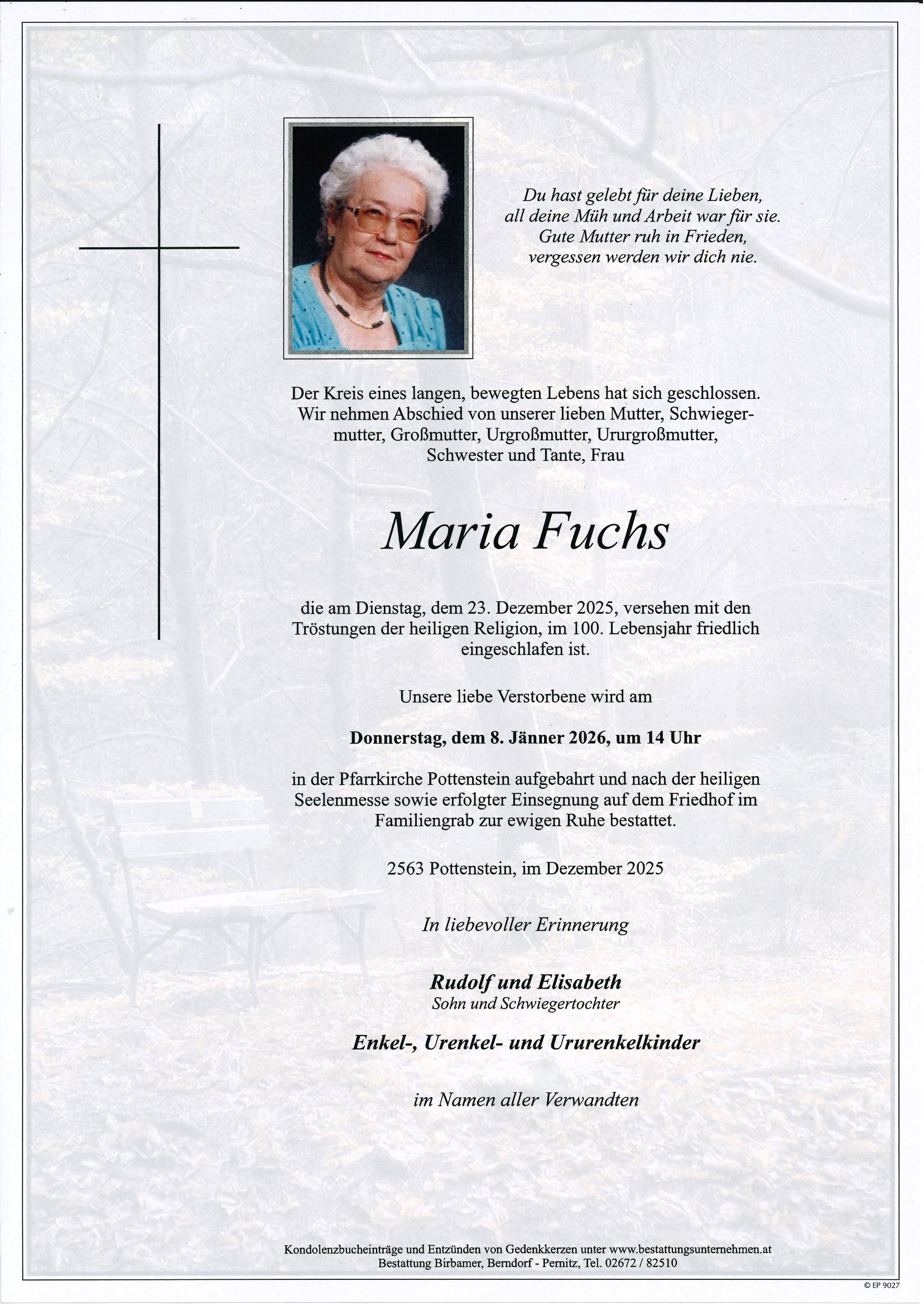Traueranzeige von Maria Fuchs
