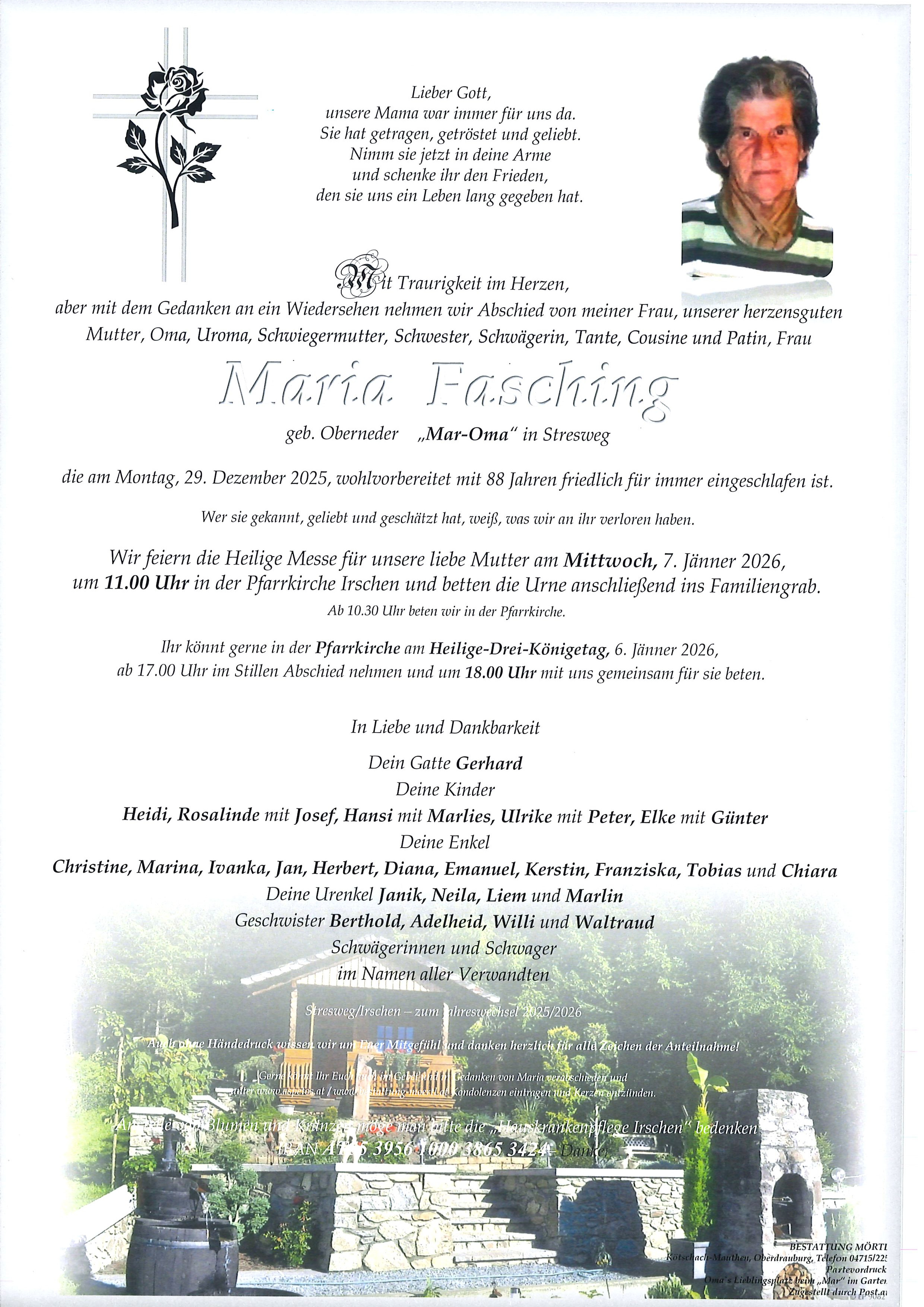 Traueranzeige von Maria Fasching