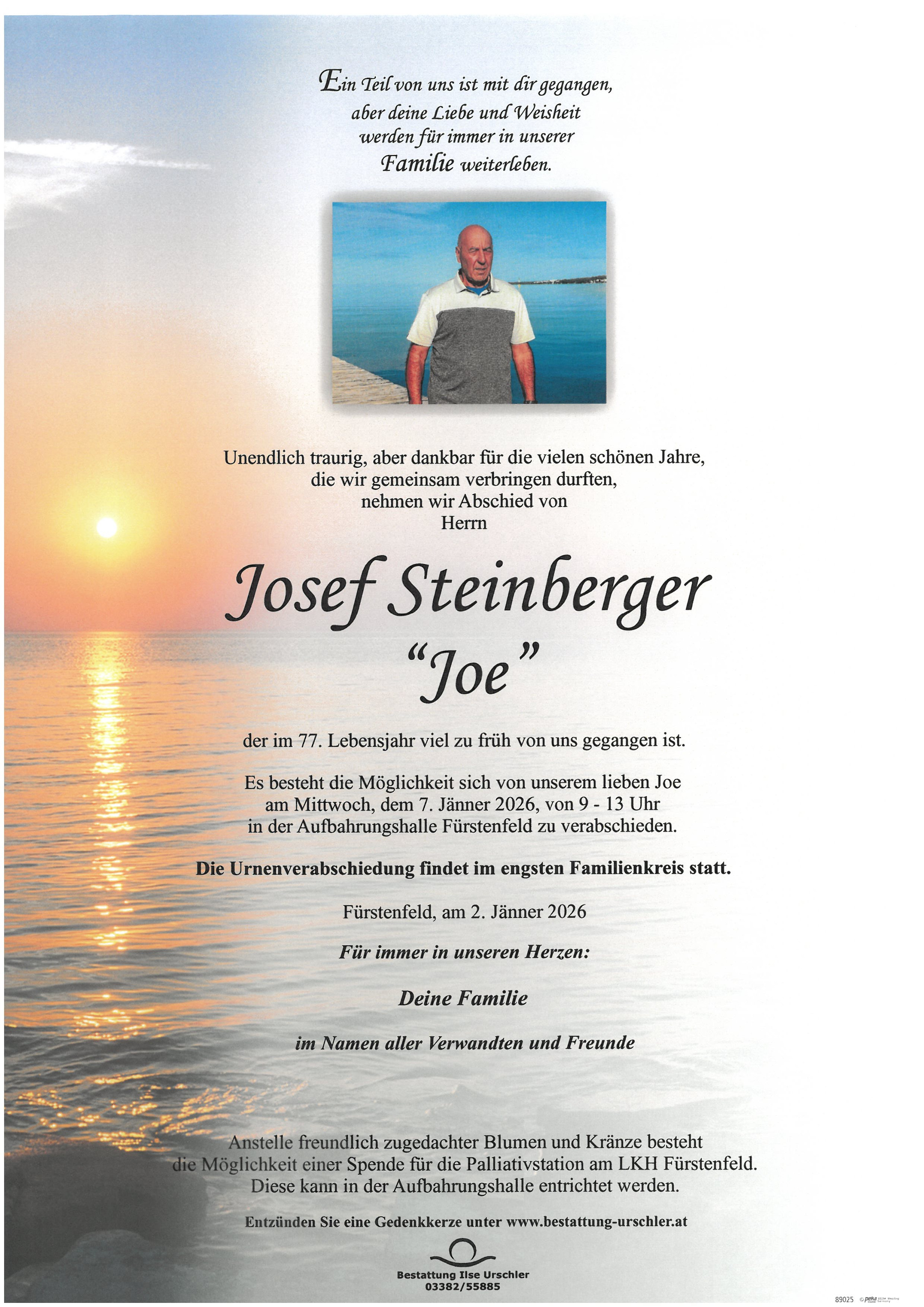 Traueranzeige von Josef "Joe" Steinberger