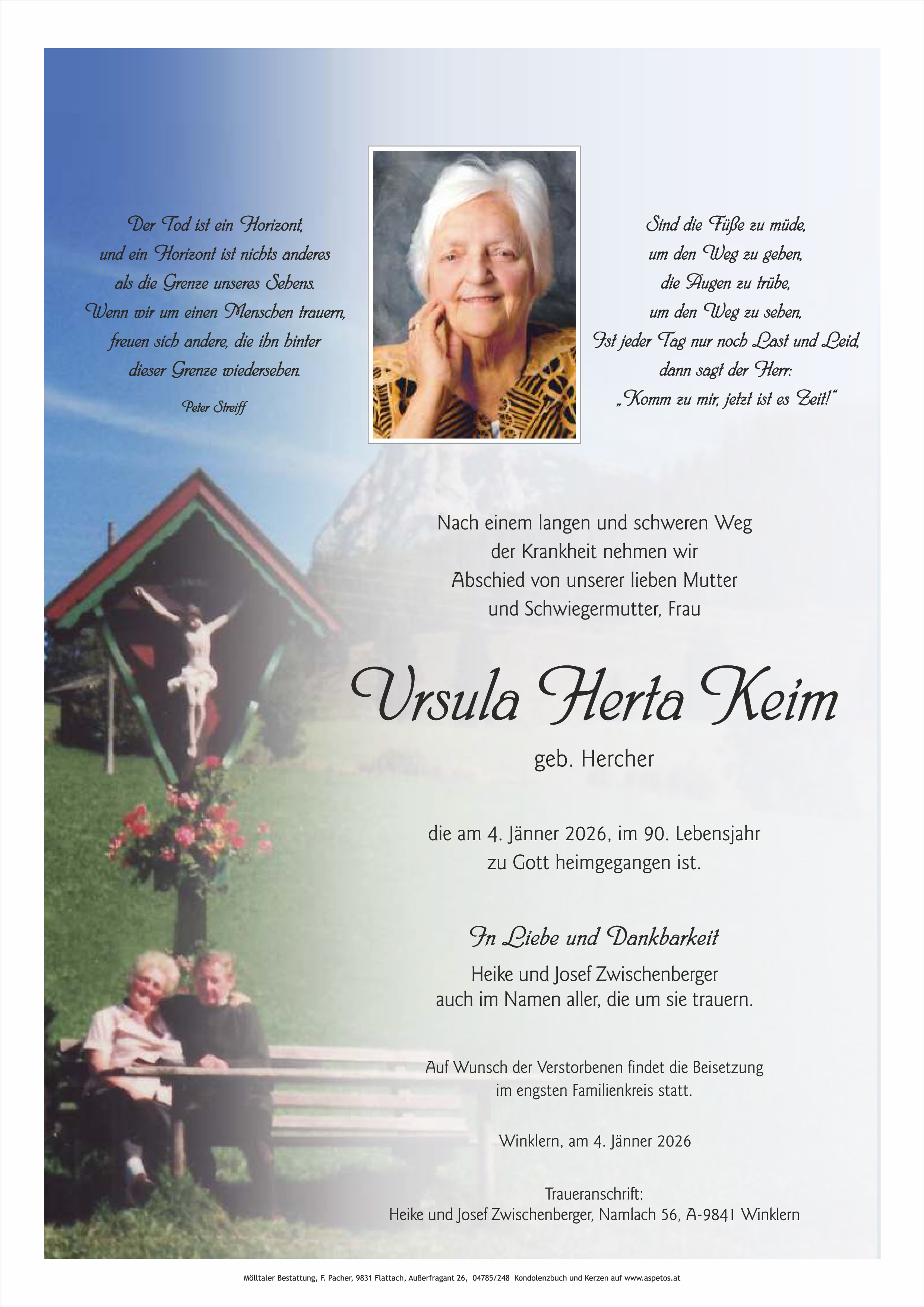 Traueranzeige von Ursula Keim