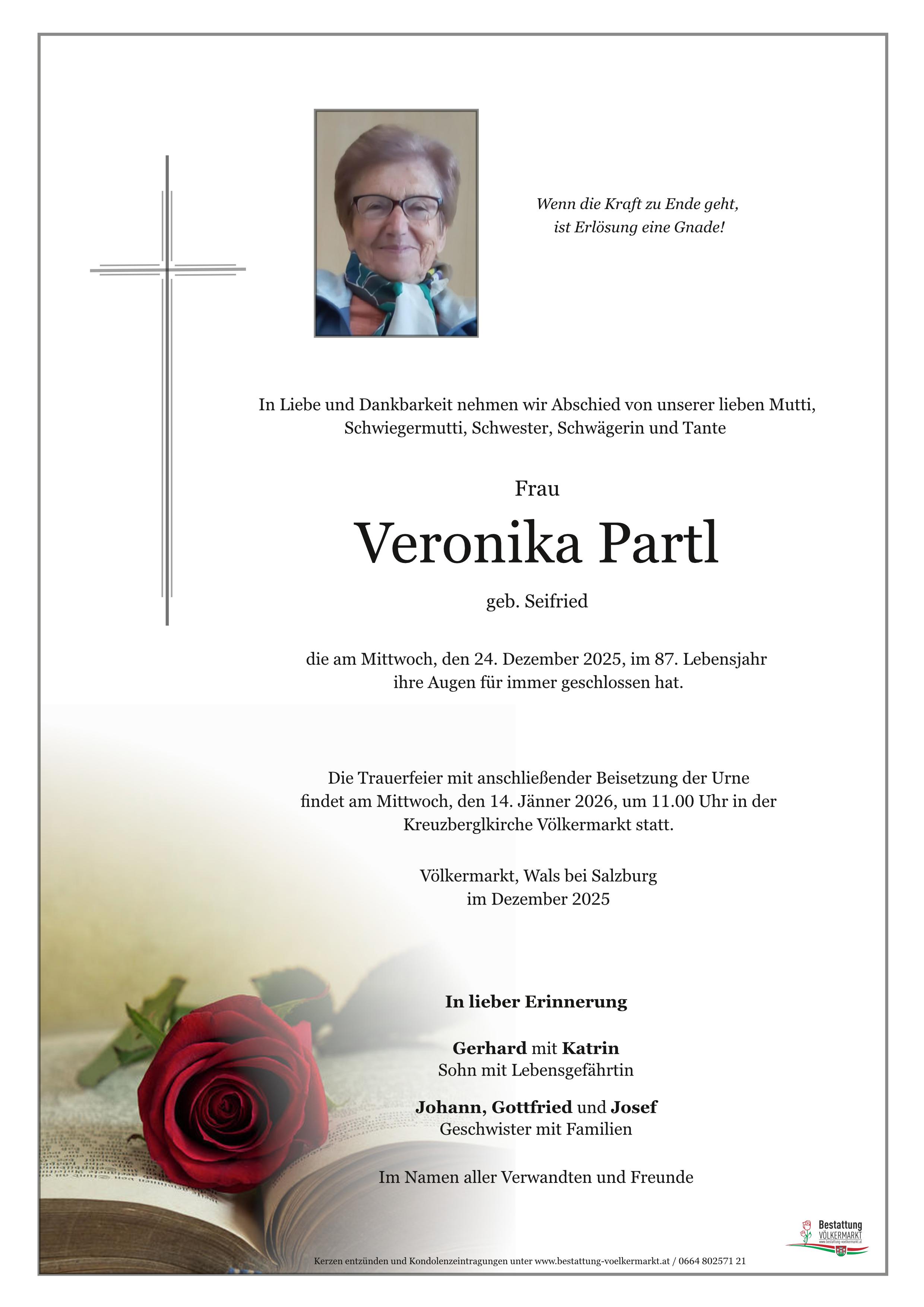 Traueranzeige von Veronika Partl