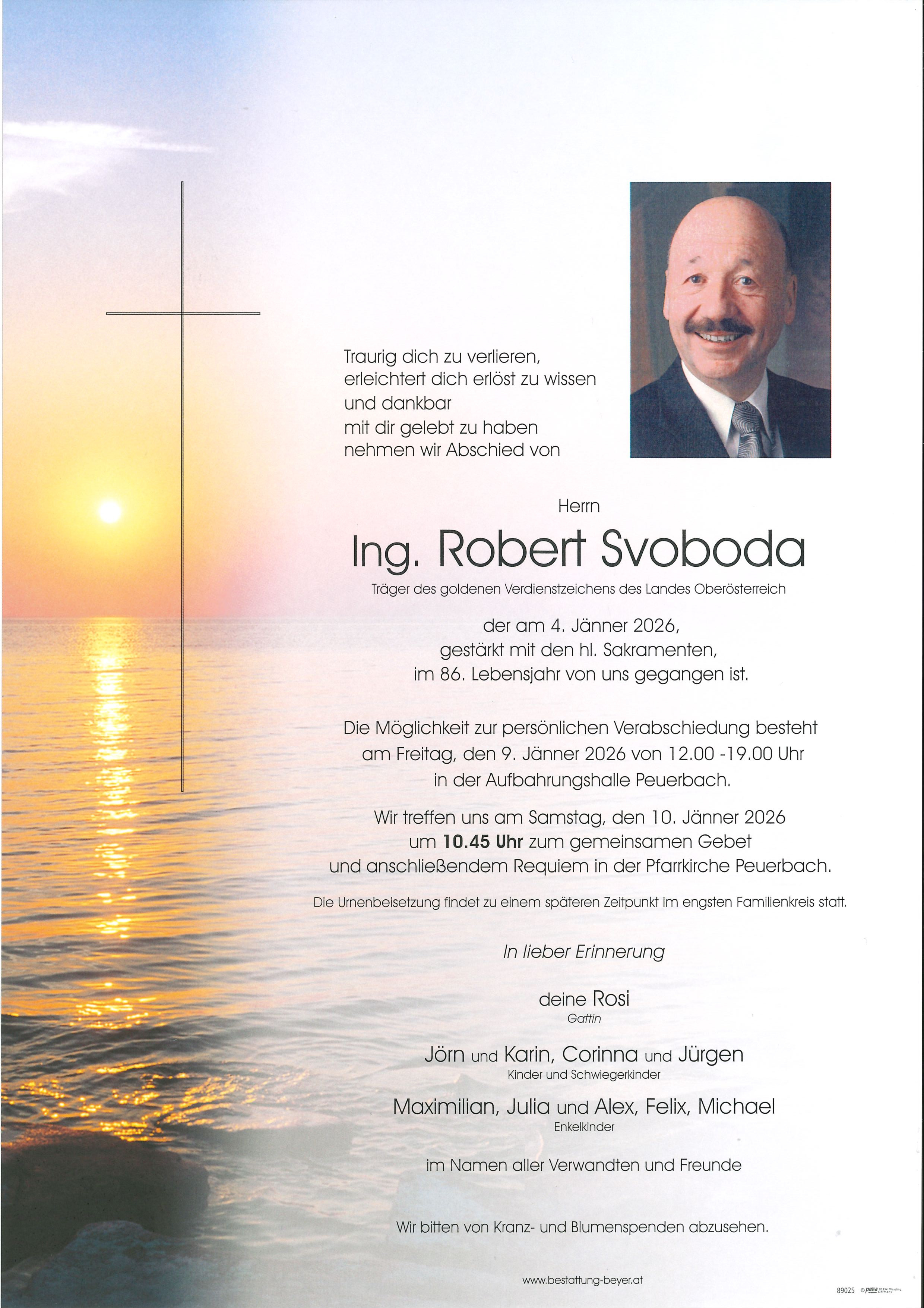 Traueranzeige von Ing. Robert Svoboda