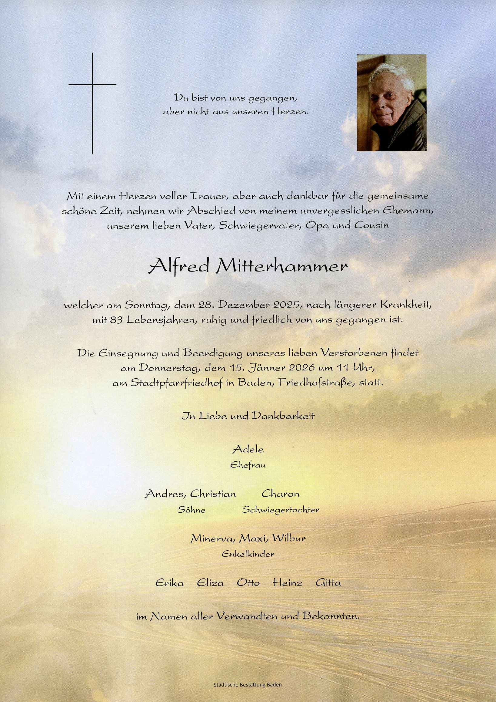 Traueranzeige von Alfred Mitterhammer