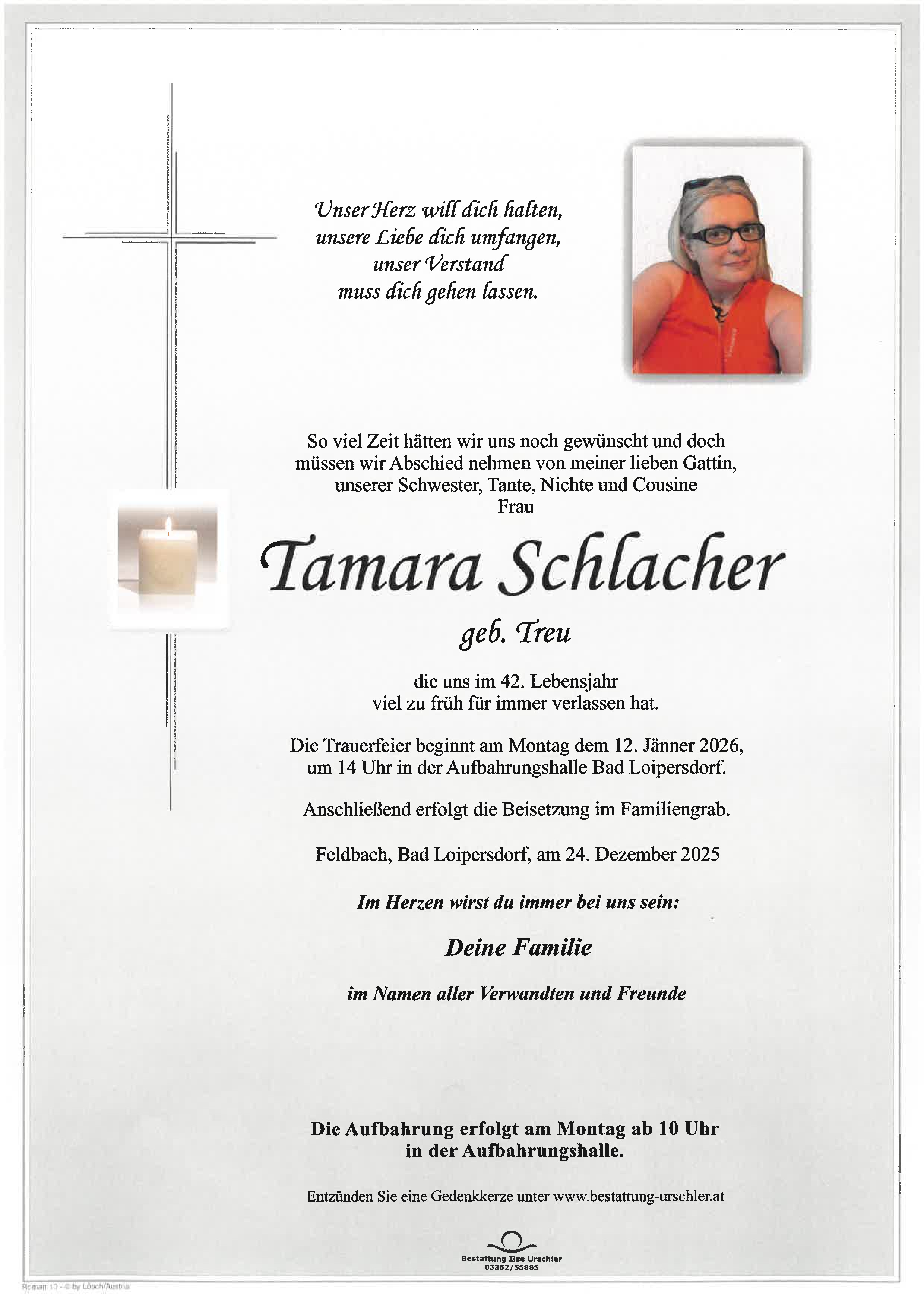Traueranzeige von Tamara Schlacher