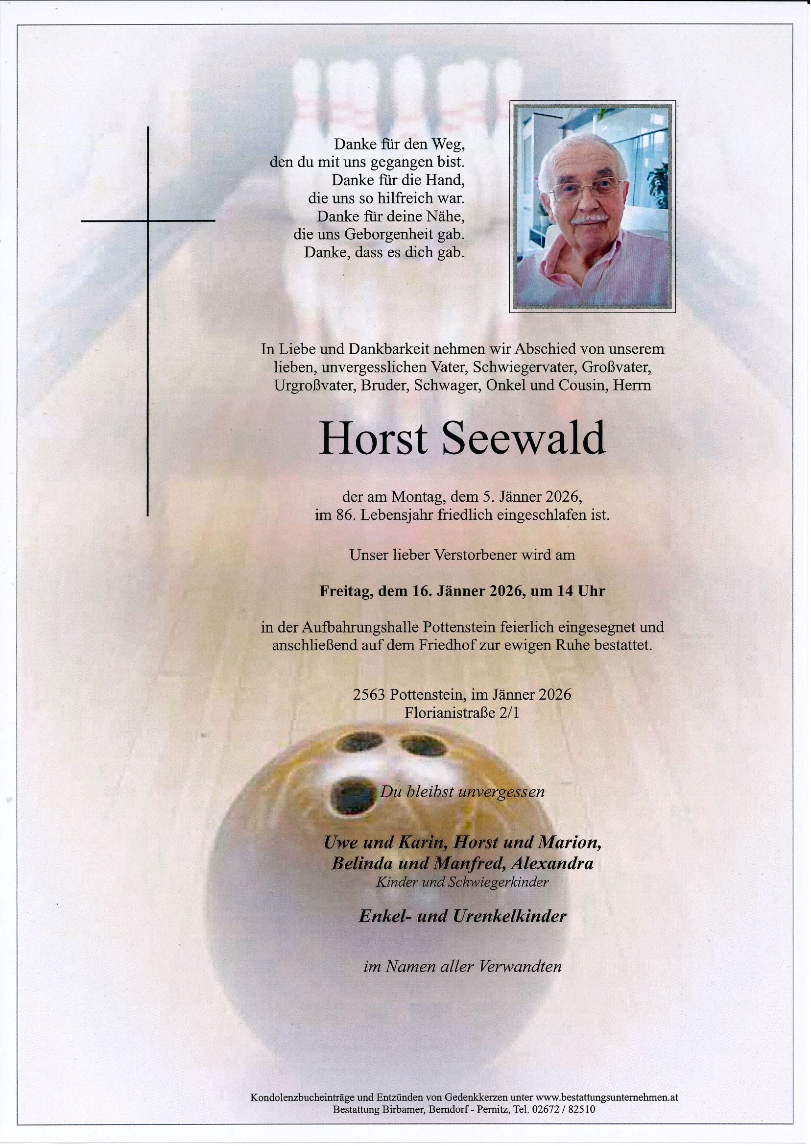 Traueranzeige von Horst Seewald