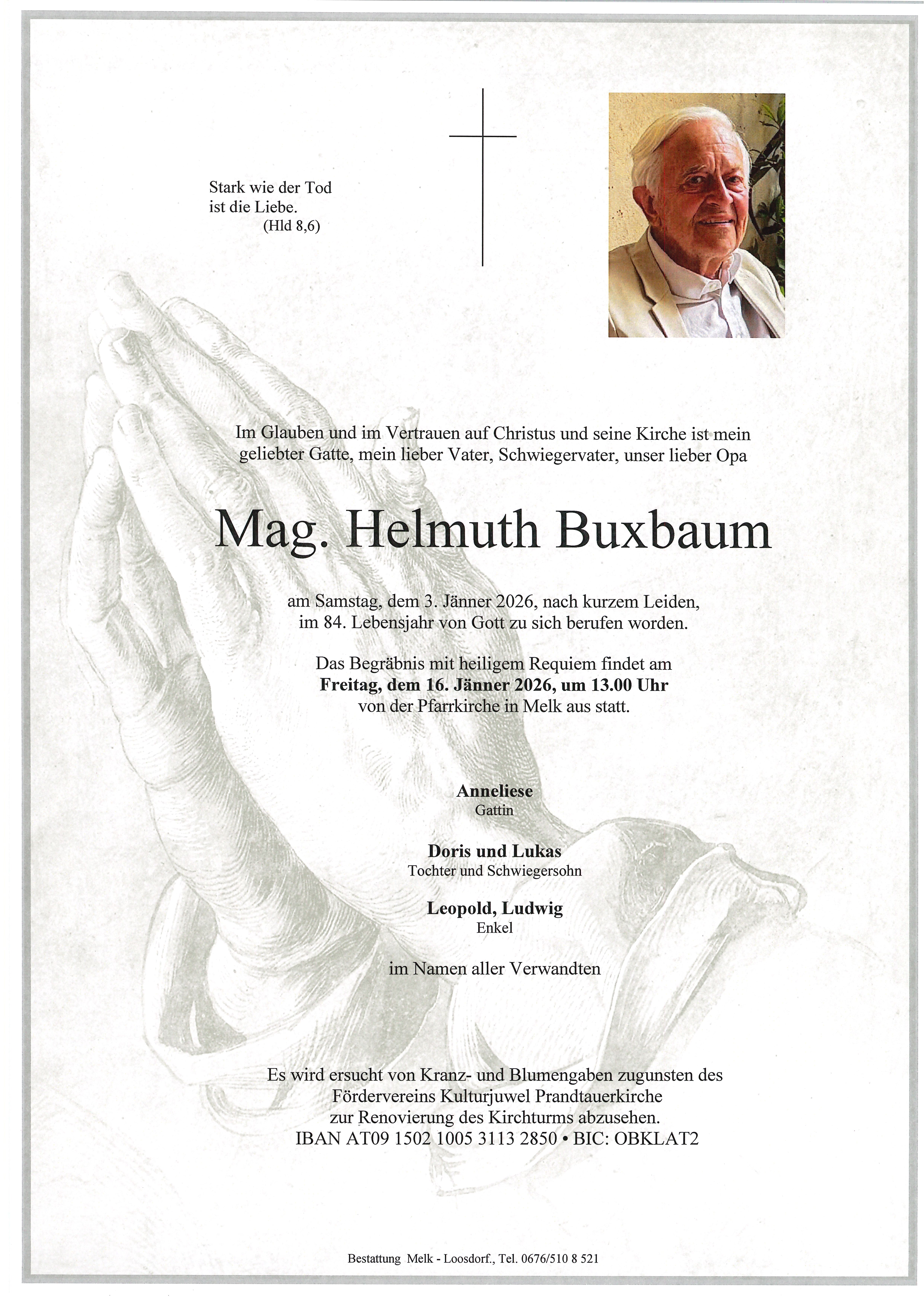 Traueranzeige von Mag. Helmuth Buxbaum
