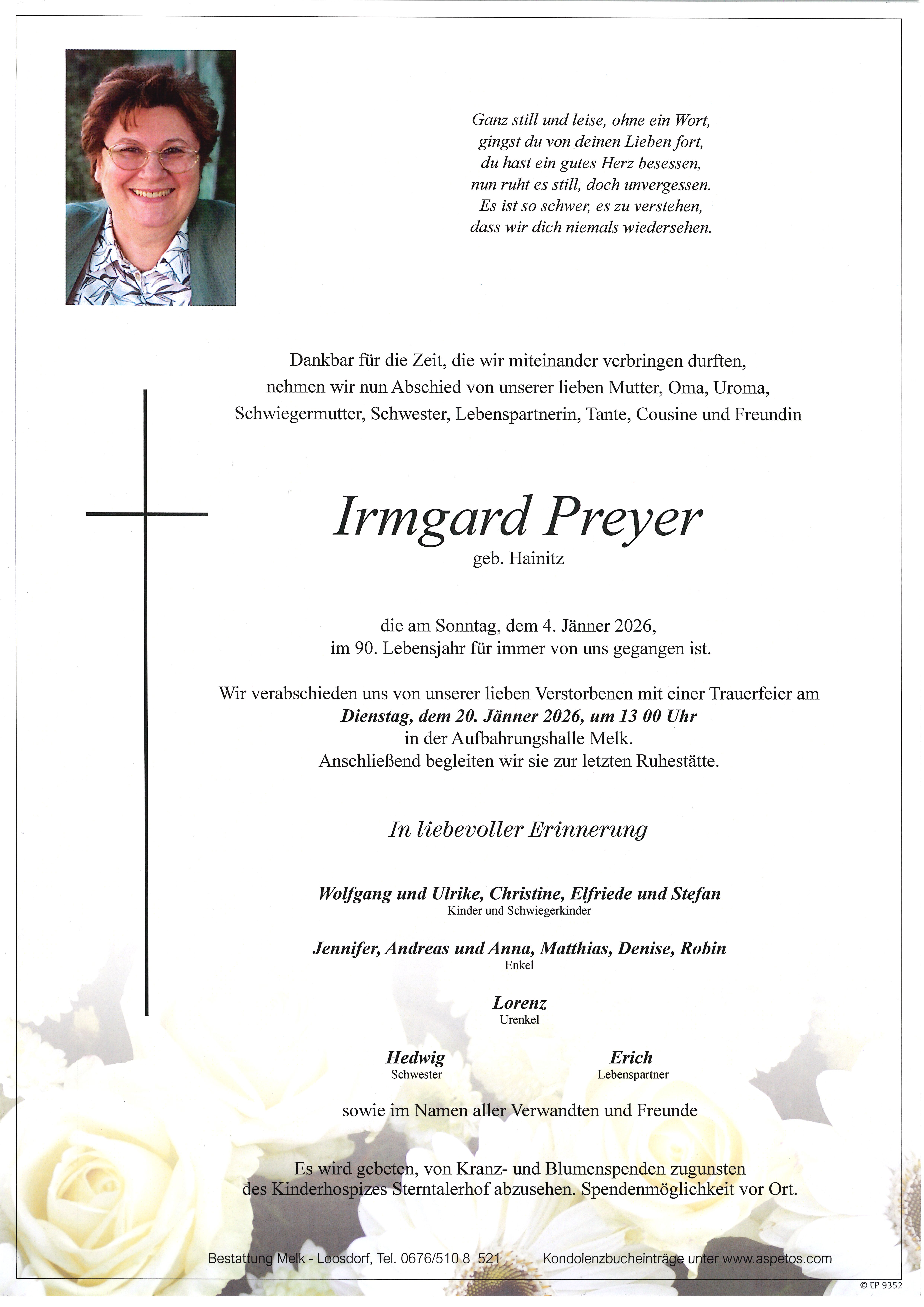 Traueranzeige von Irmgard Preyer
