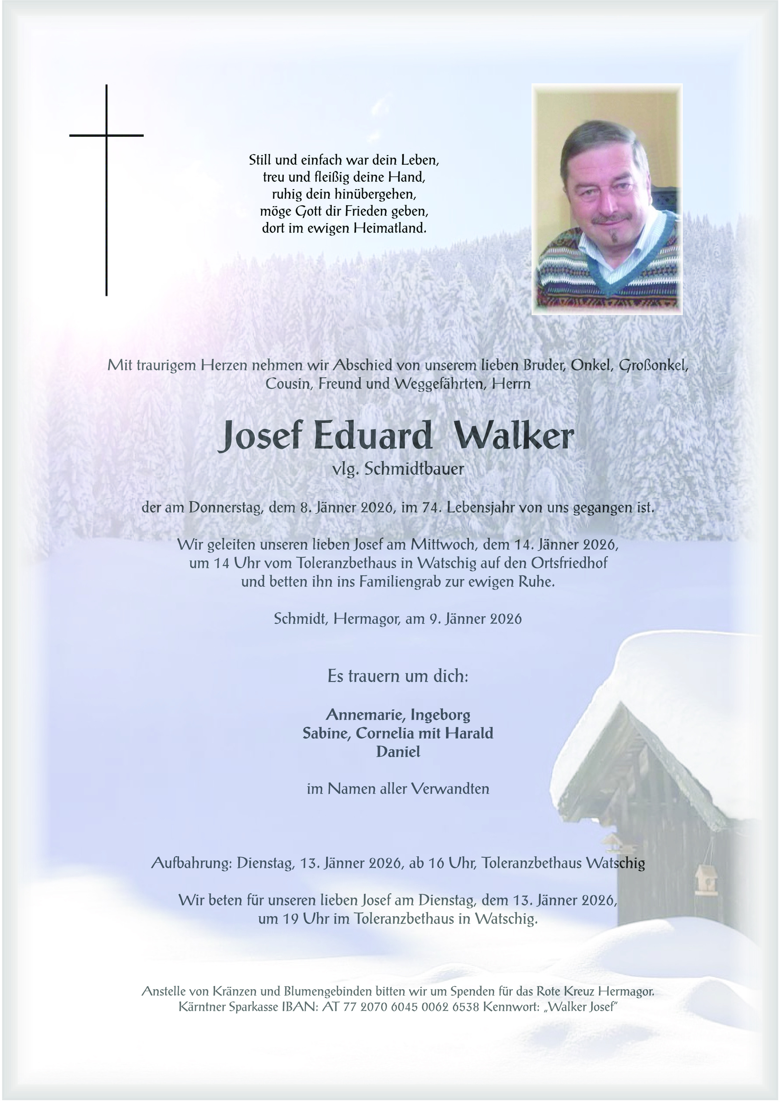 Traueranzeige von Josef Eduard Walker