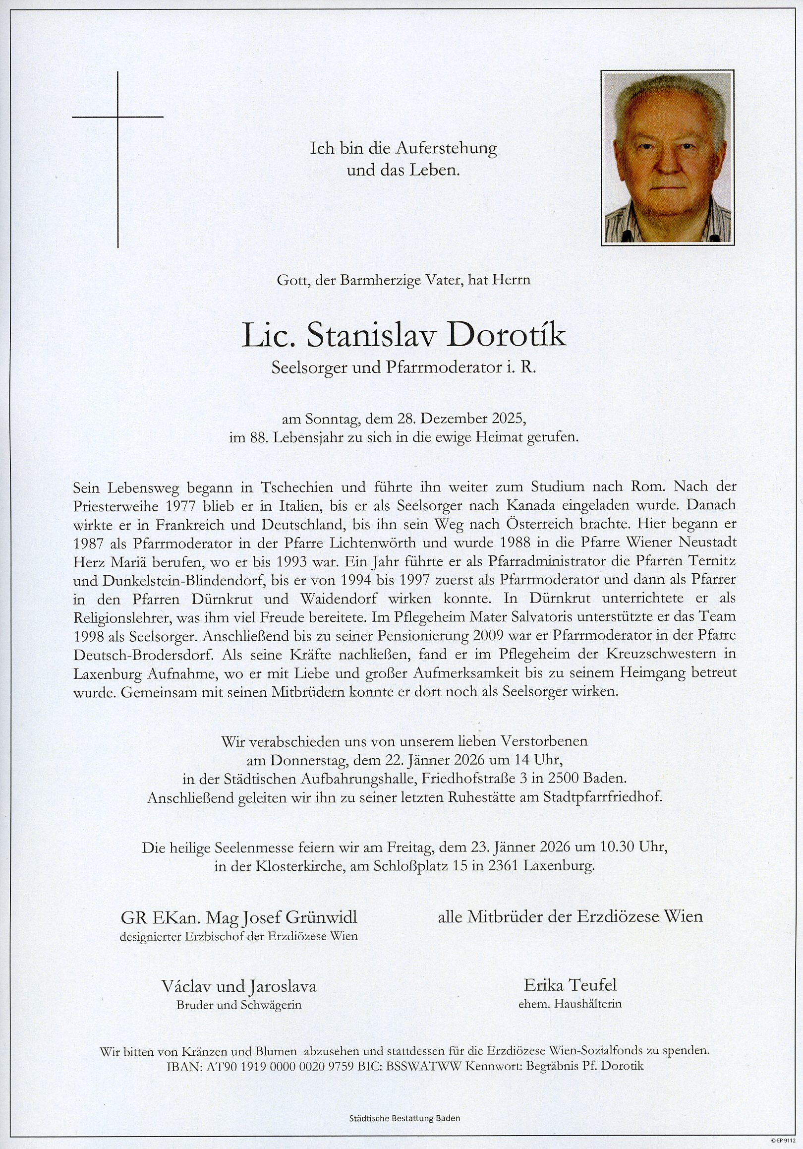 Traueranzeige von Lic. Stanislav Dorotik