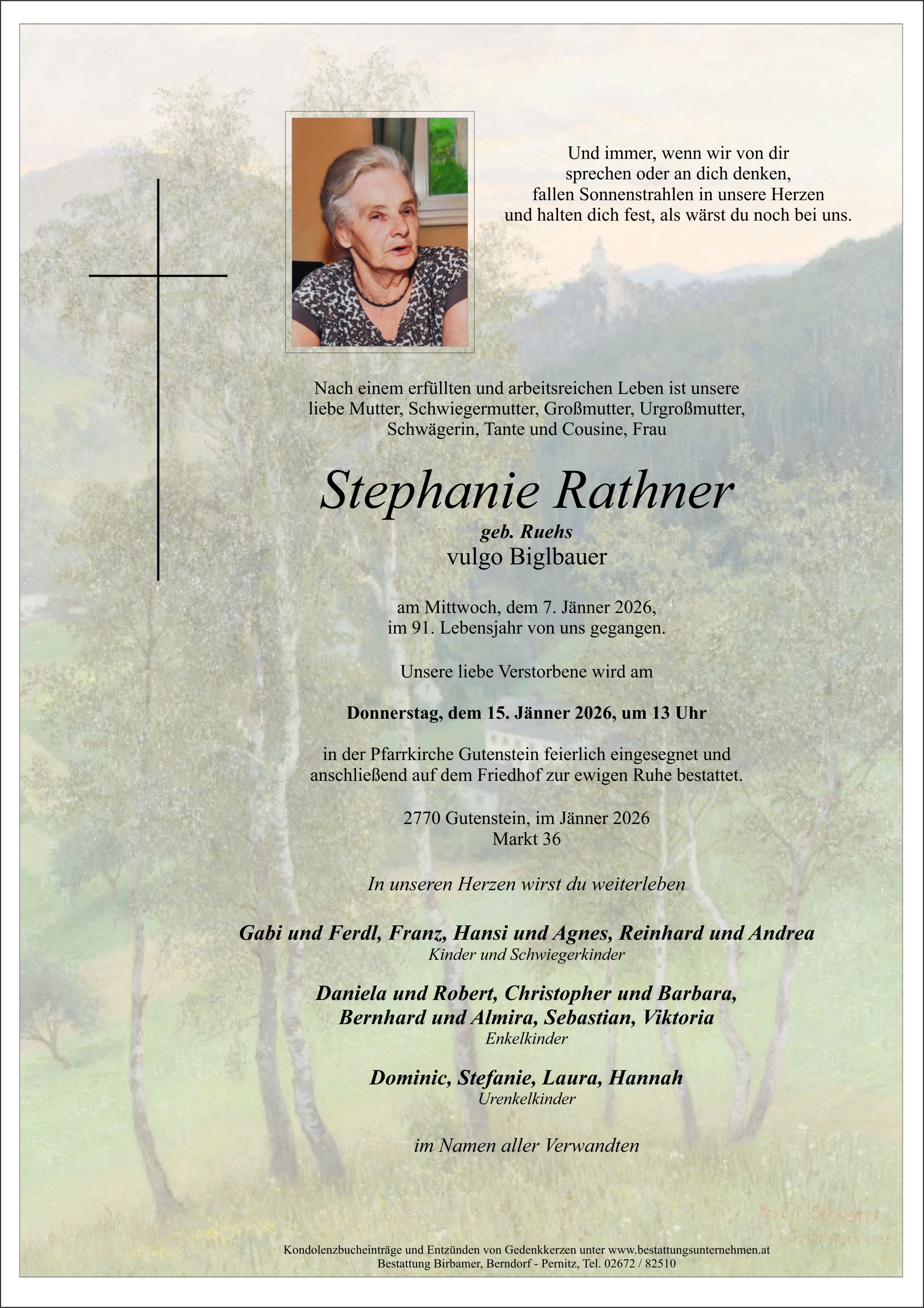 Traueranzeige von Stephanie Rathner