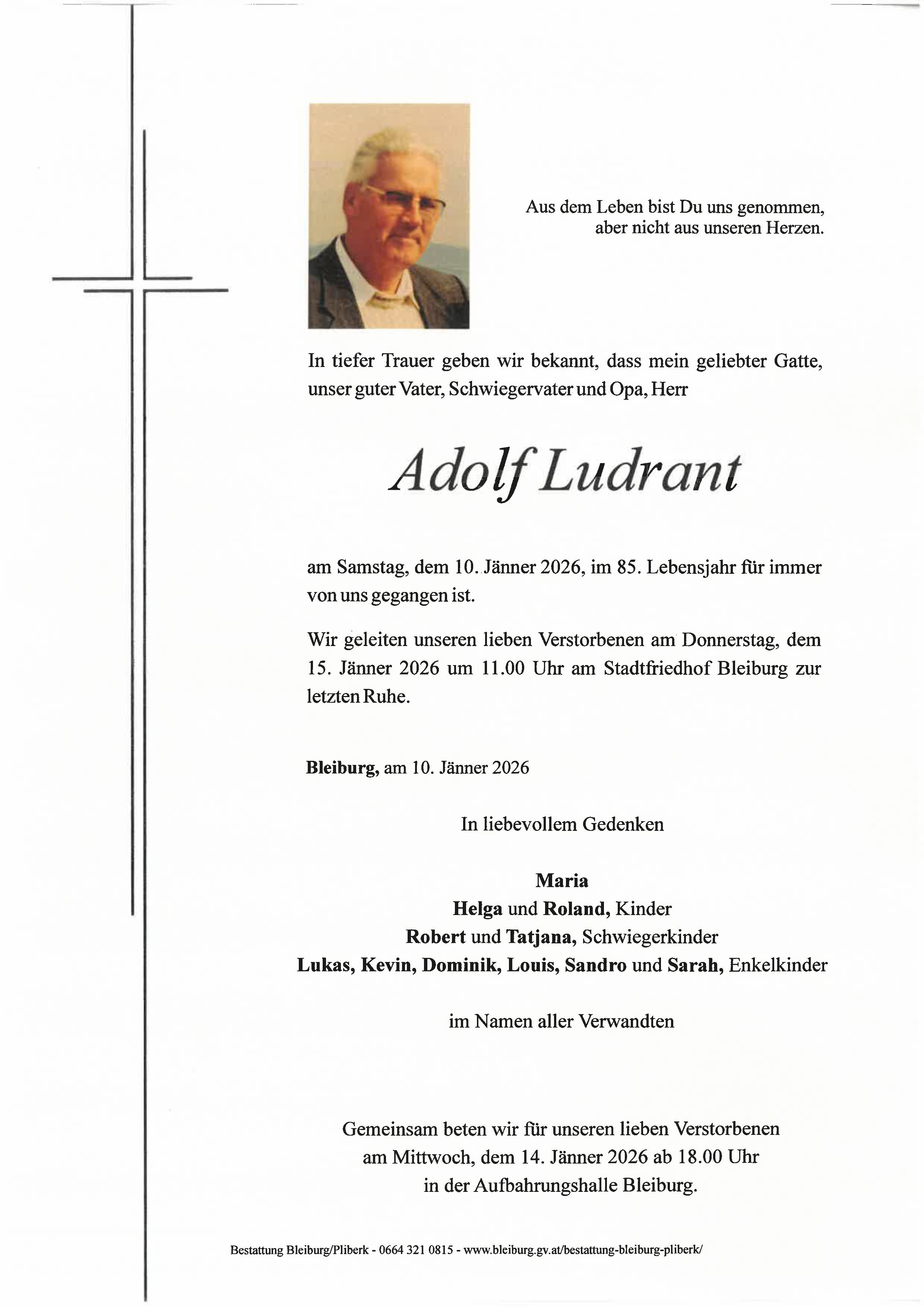 Traueranzeige von Adolf Ludrant