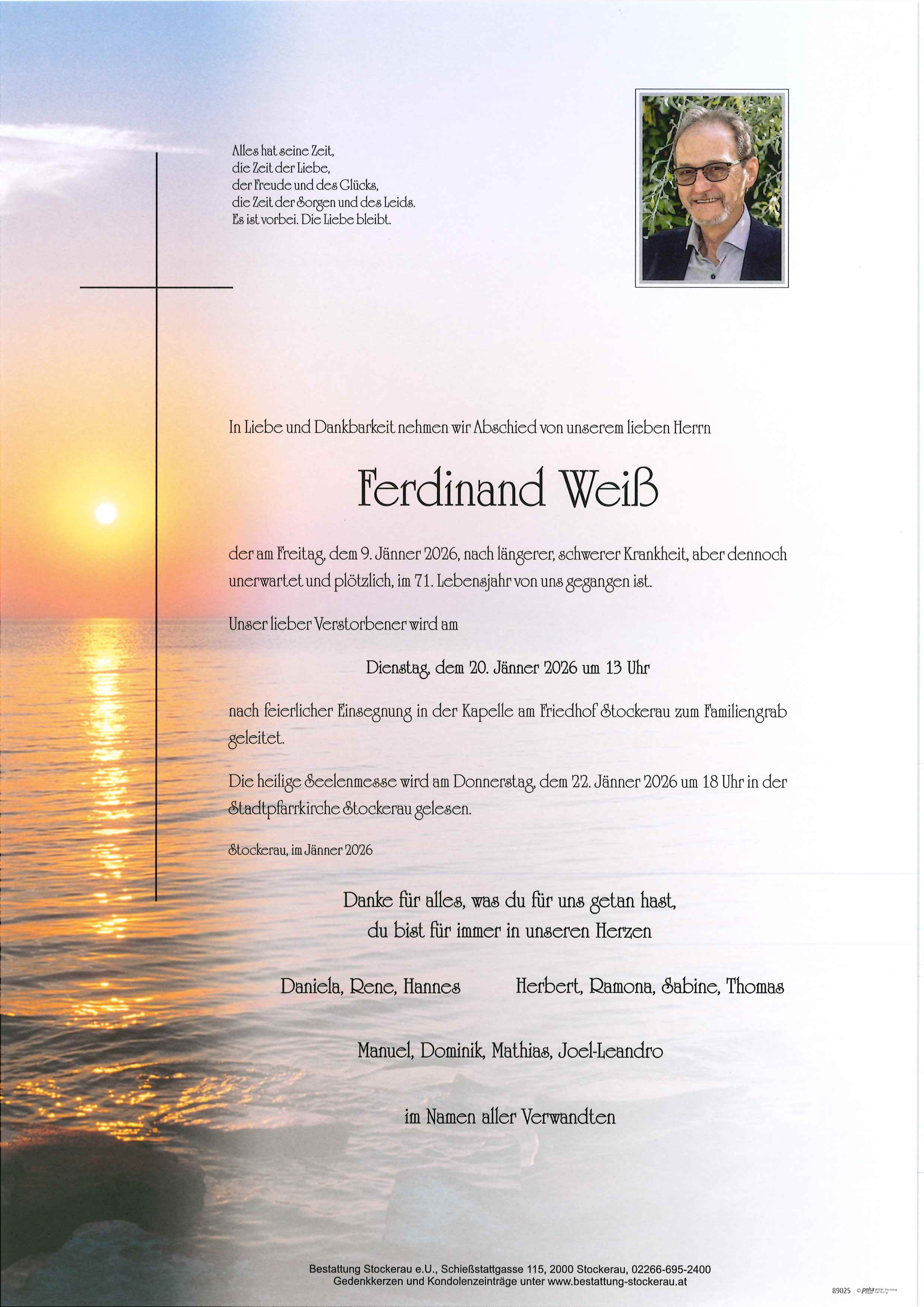 Traueranzeige von Ferdinand Weiß