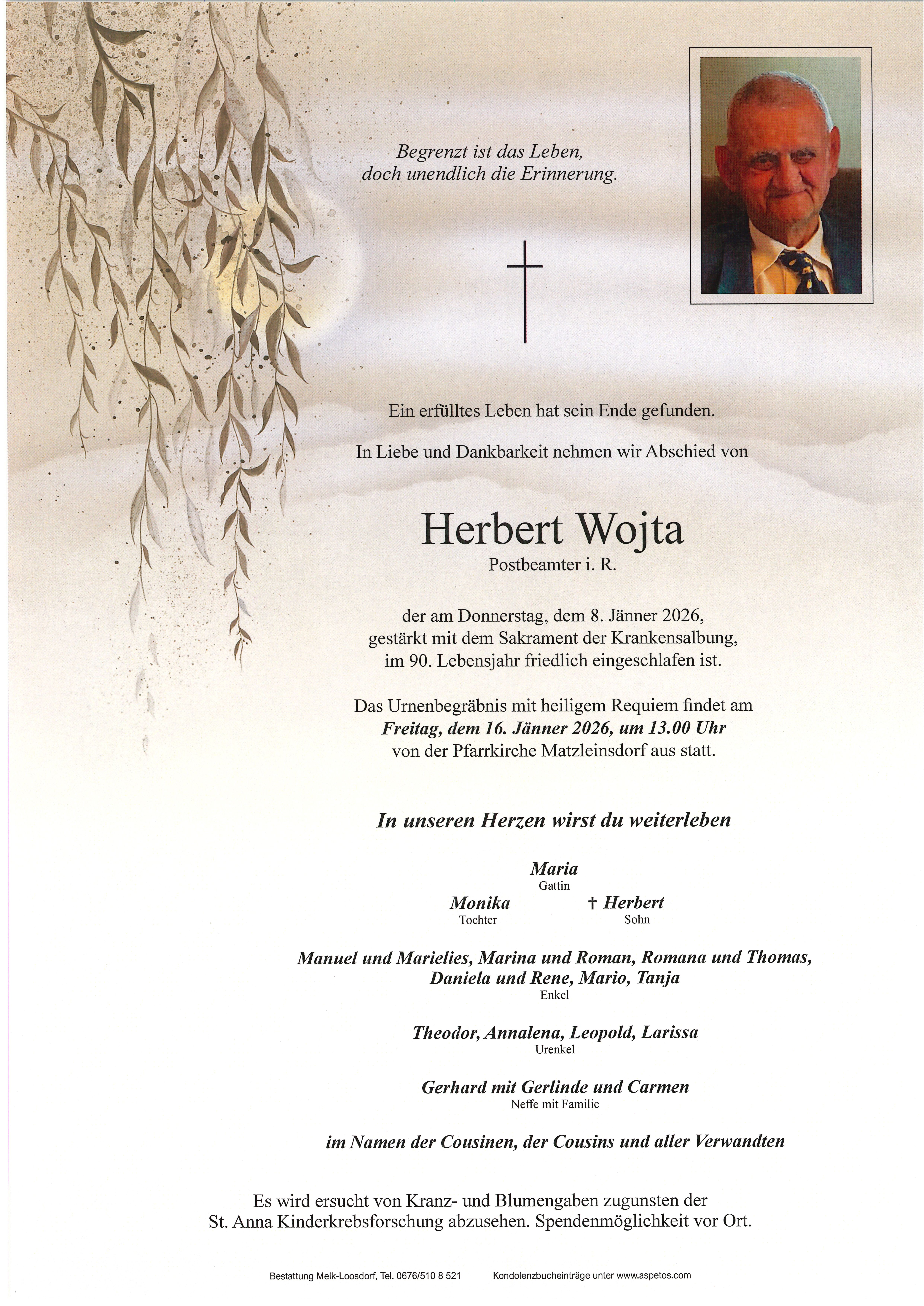 Traueranzeige von Herbert Wojta