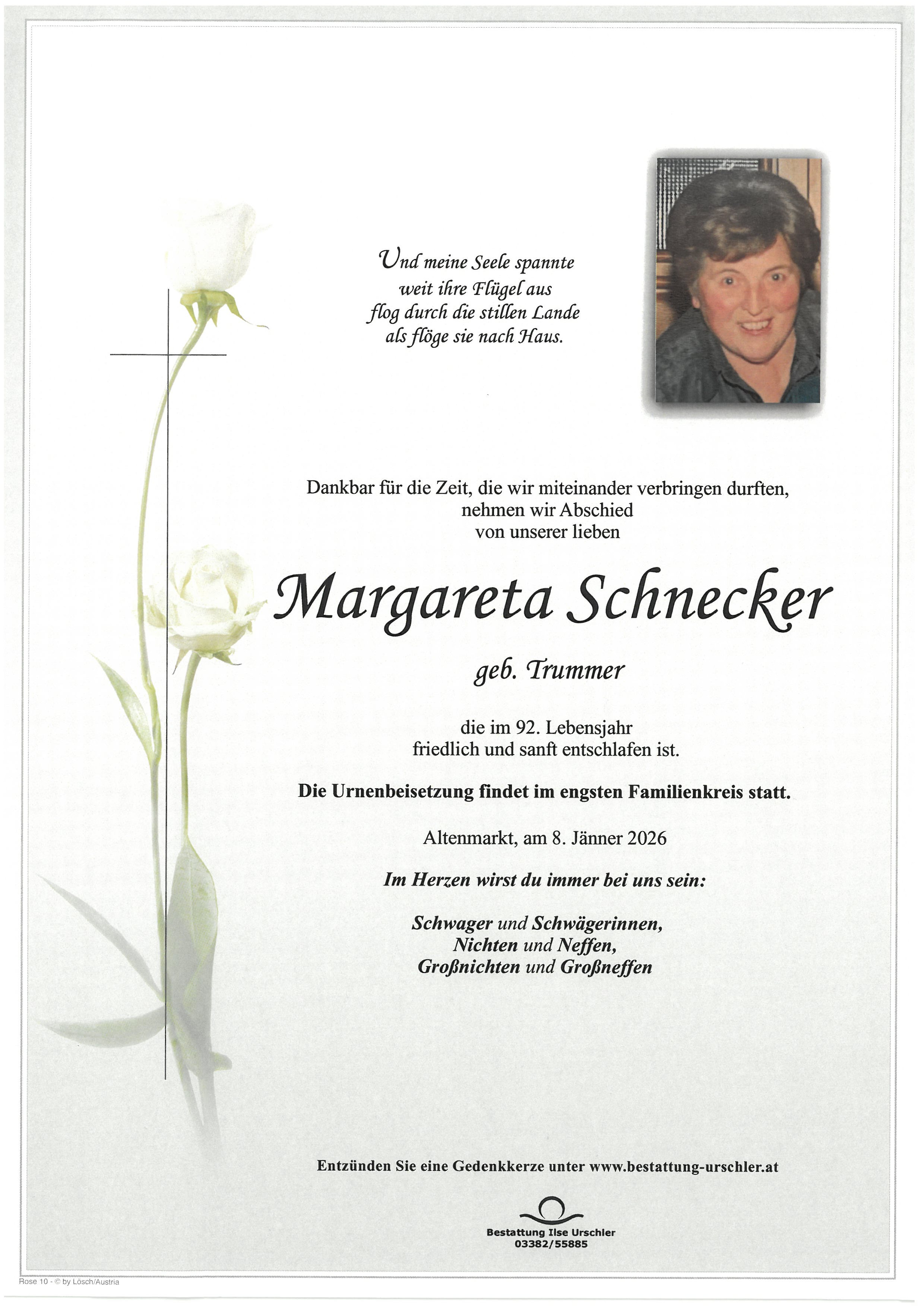Traueranzeige von Margareta Schnecker