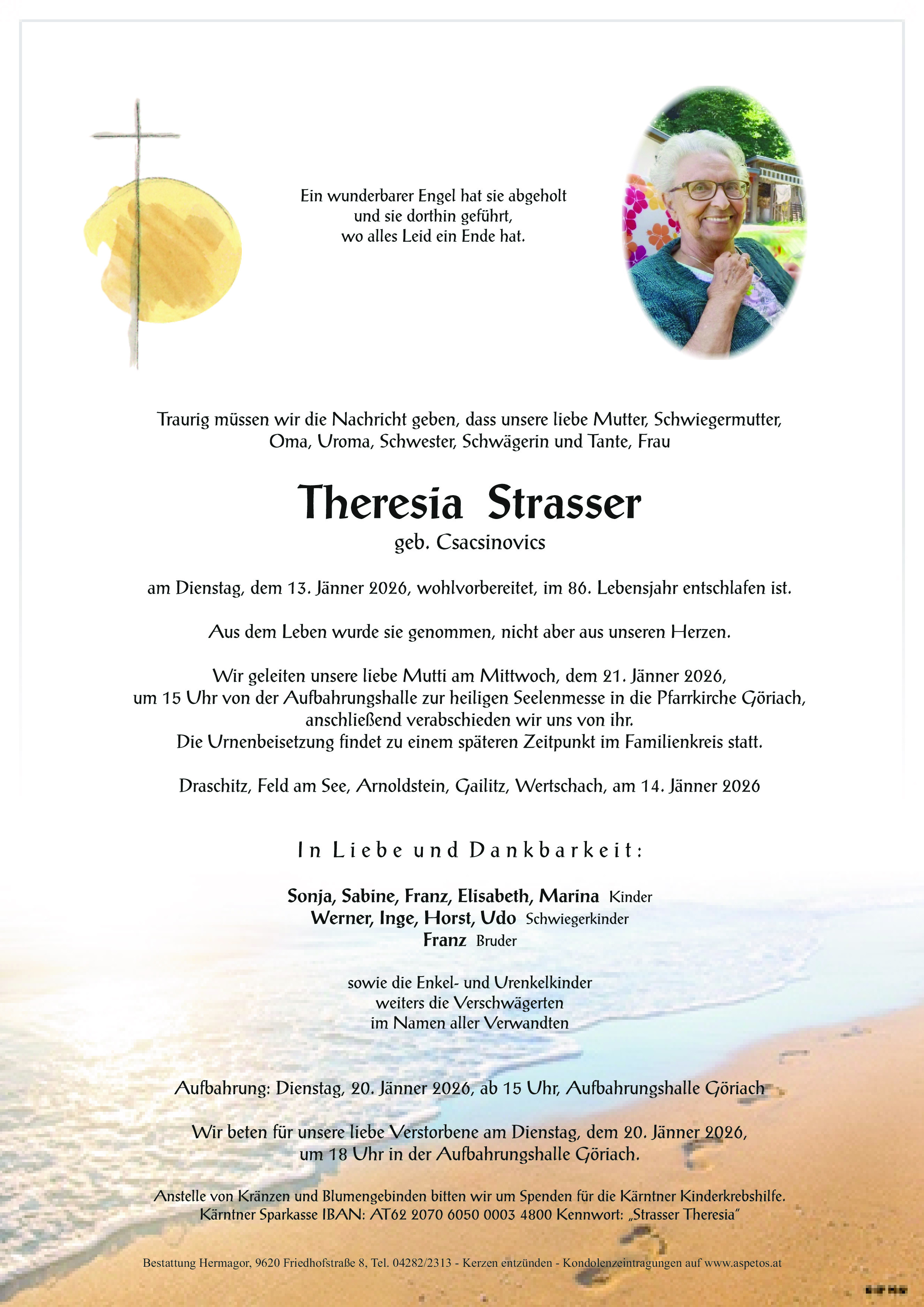 Traueranzeige von Theresia Strasser