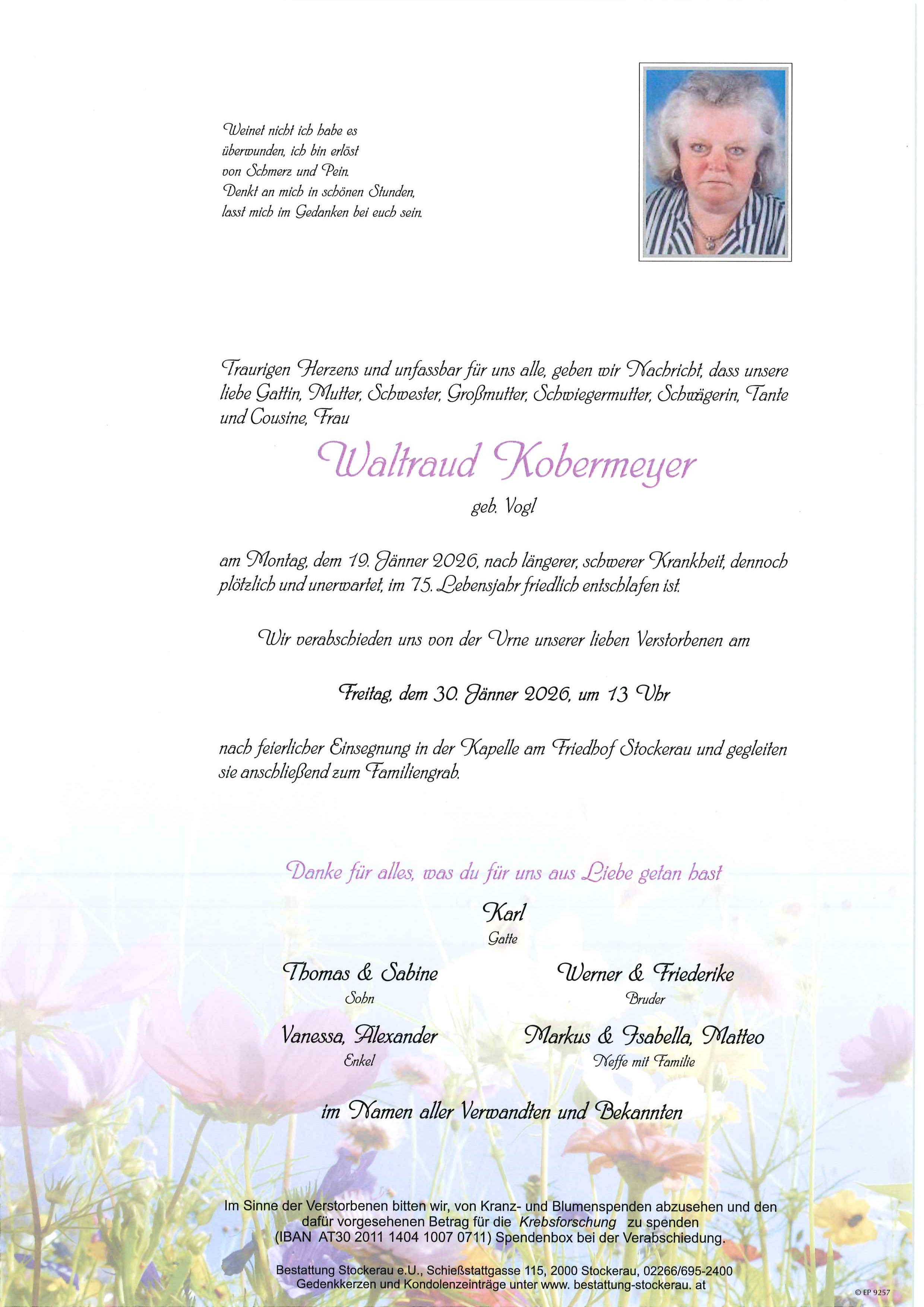 Traueranzeige von Waltraud Kobermeyer