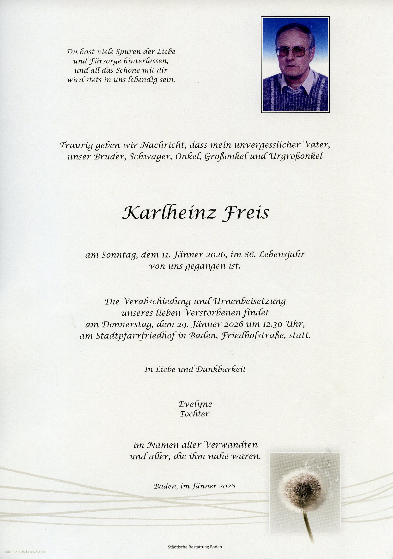 Traueranzeige von Karlheinz Freis