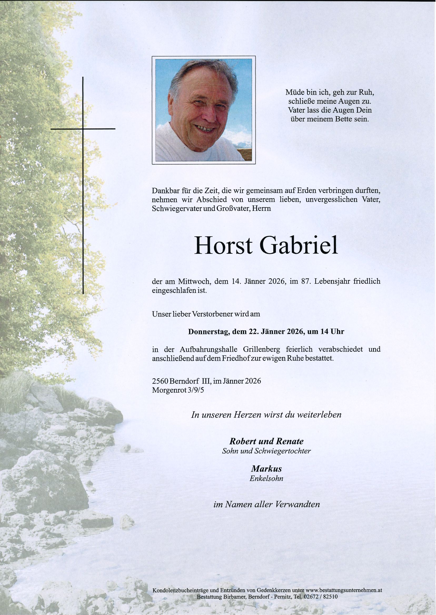 Traueranzeige von Horst Gabriel