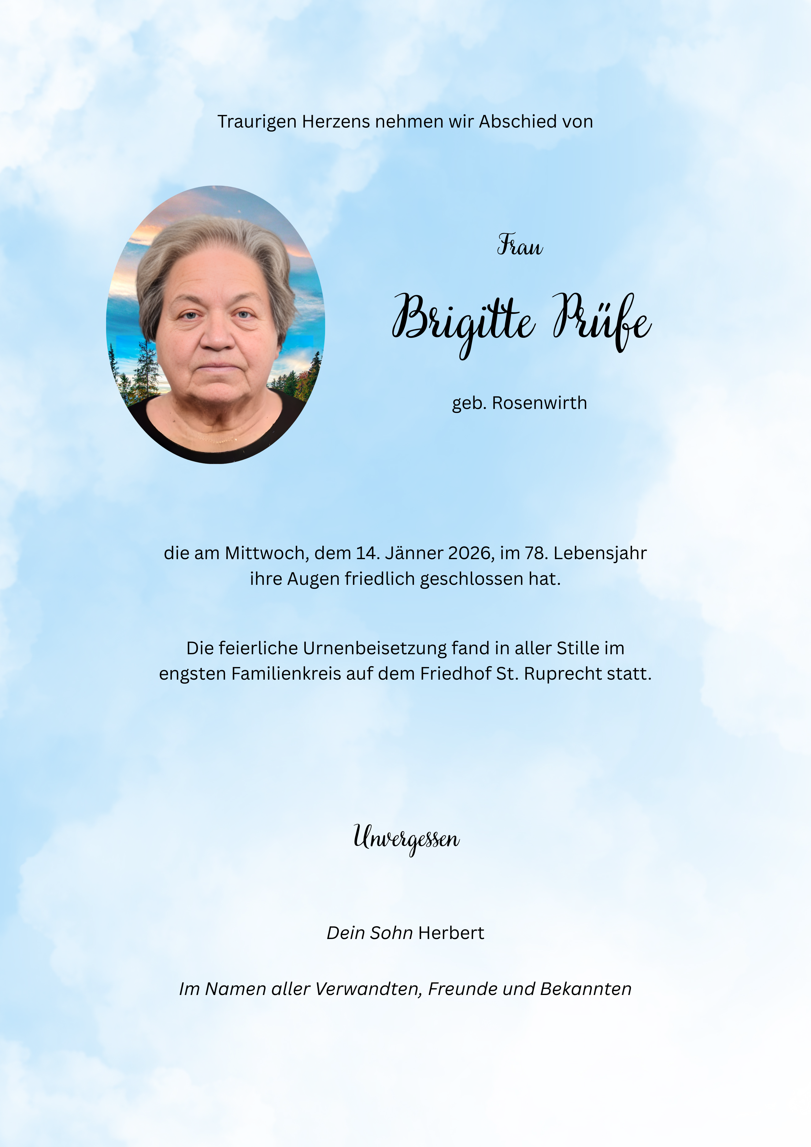 Traueranzeige von Brigitte Prüfe