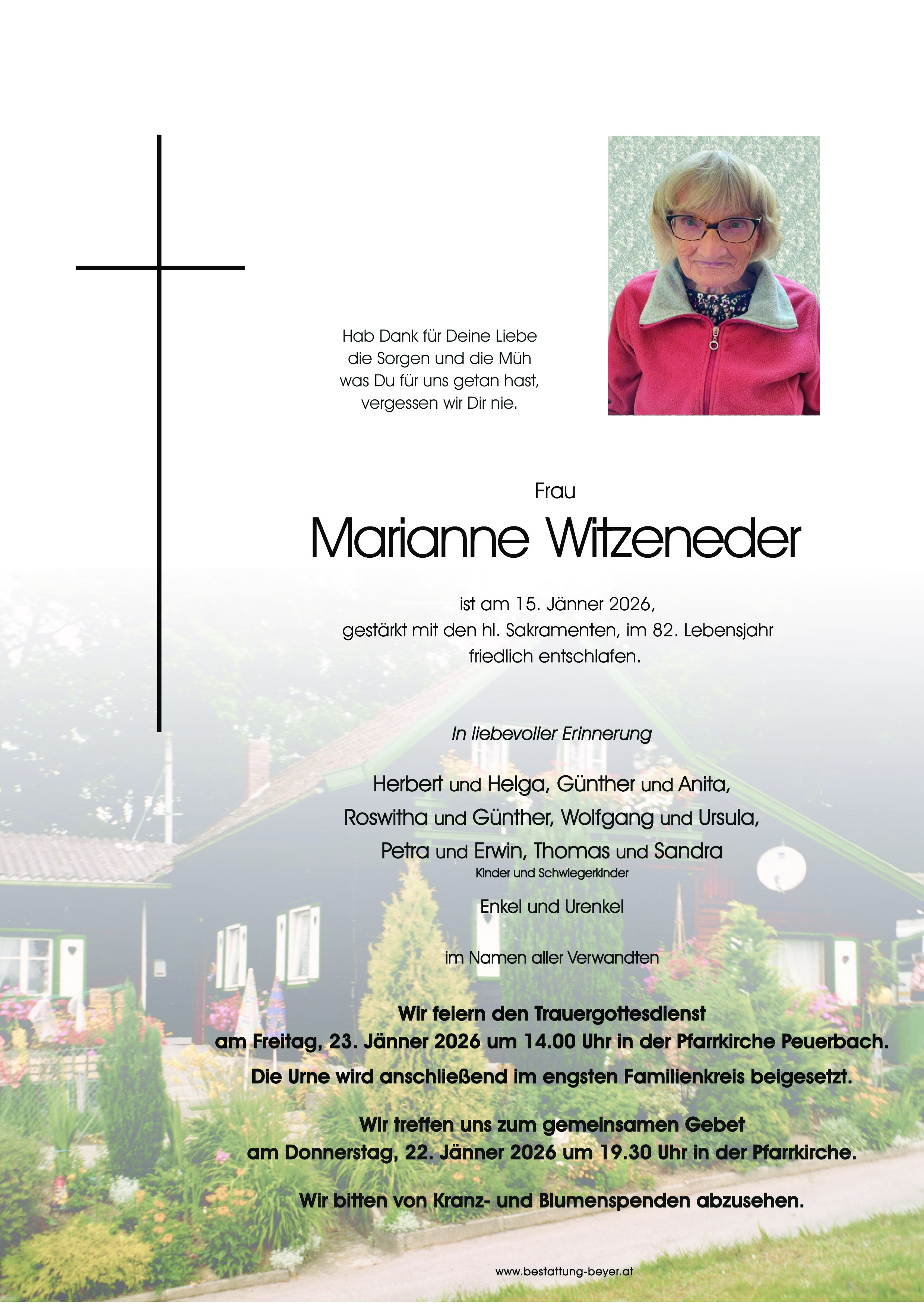 Traueranzeige von Marianne Witzeneder