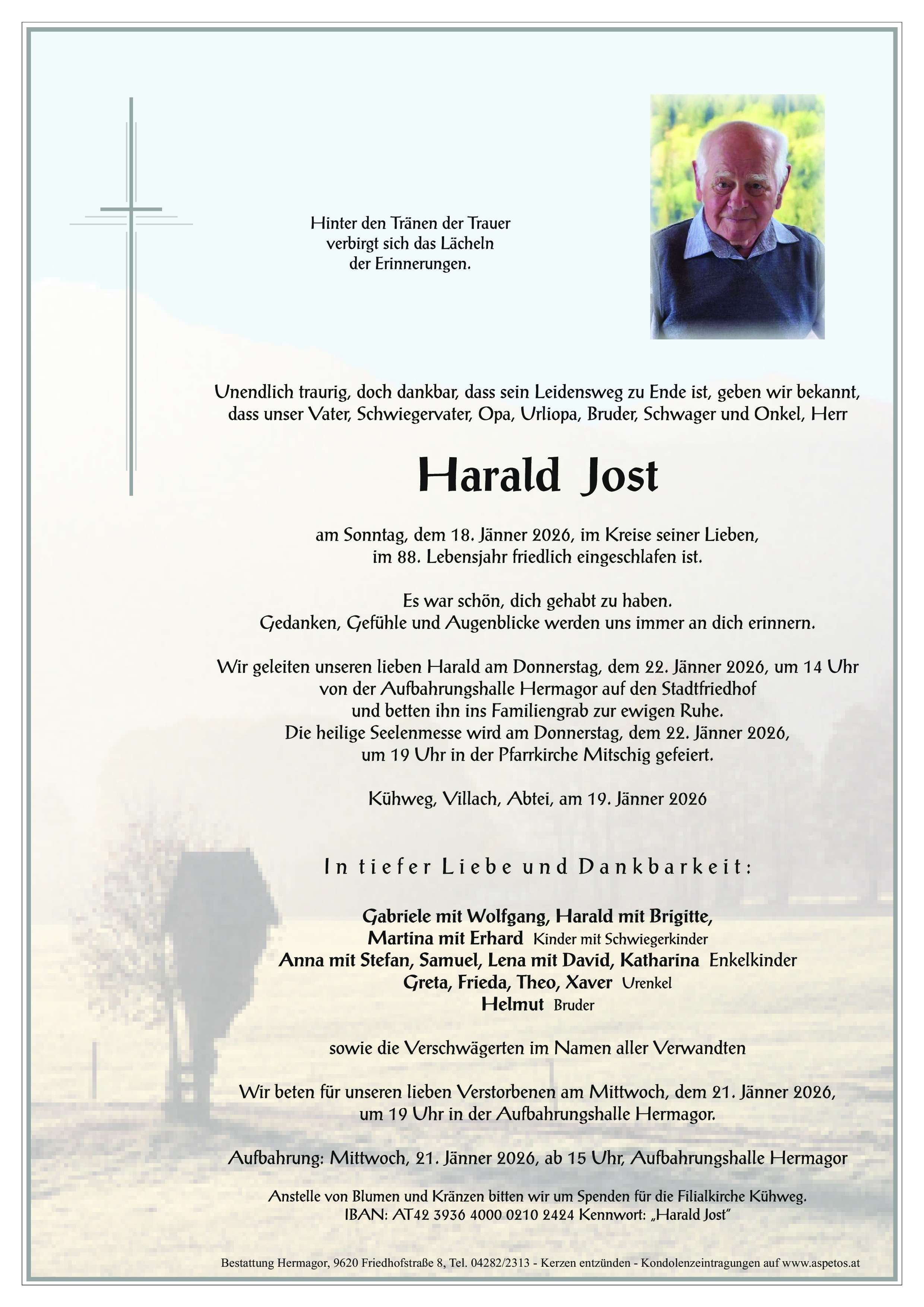 Traueranzeige von Harald Jost