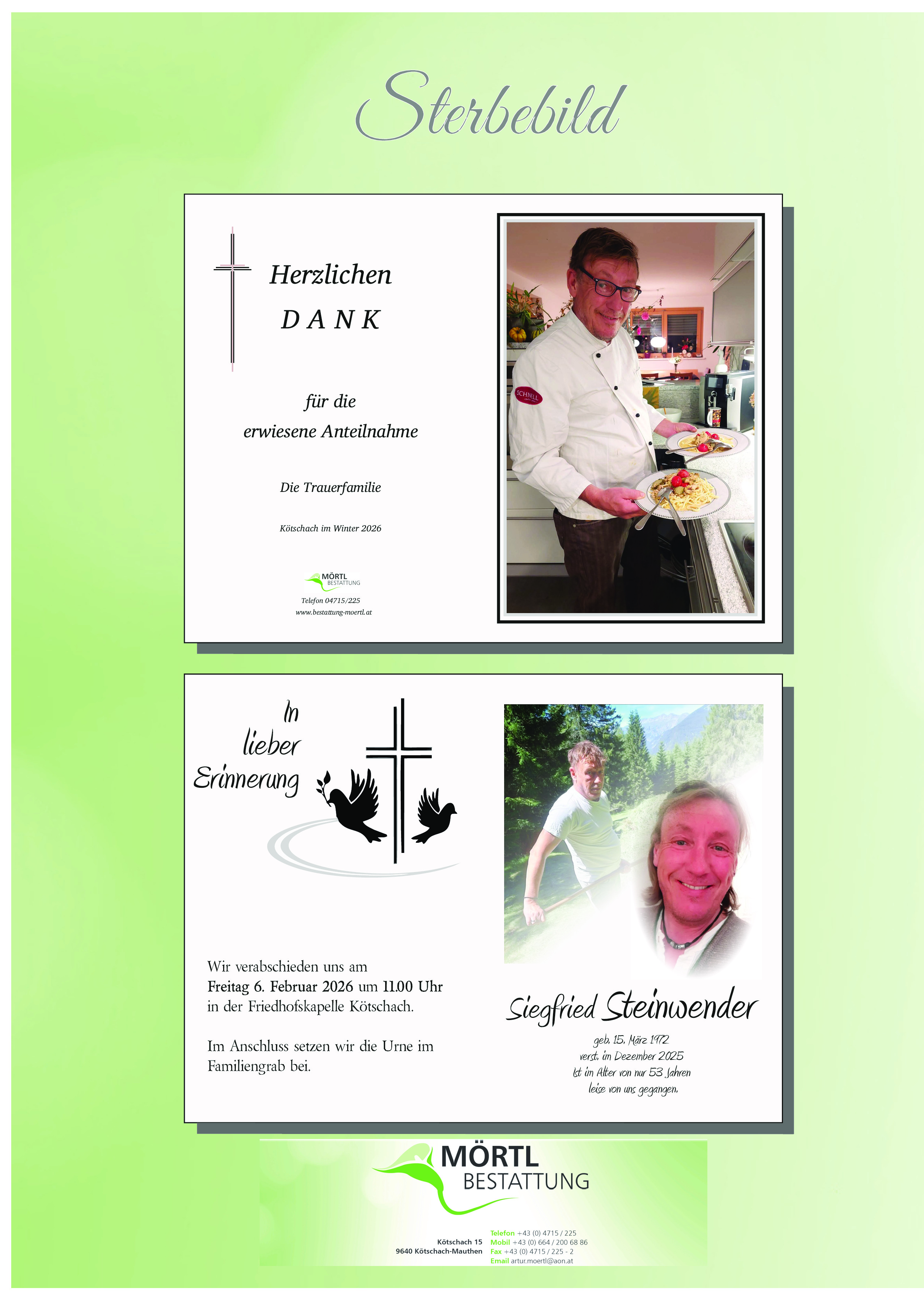 Traueranzeige von Siegfried Steinwender