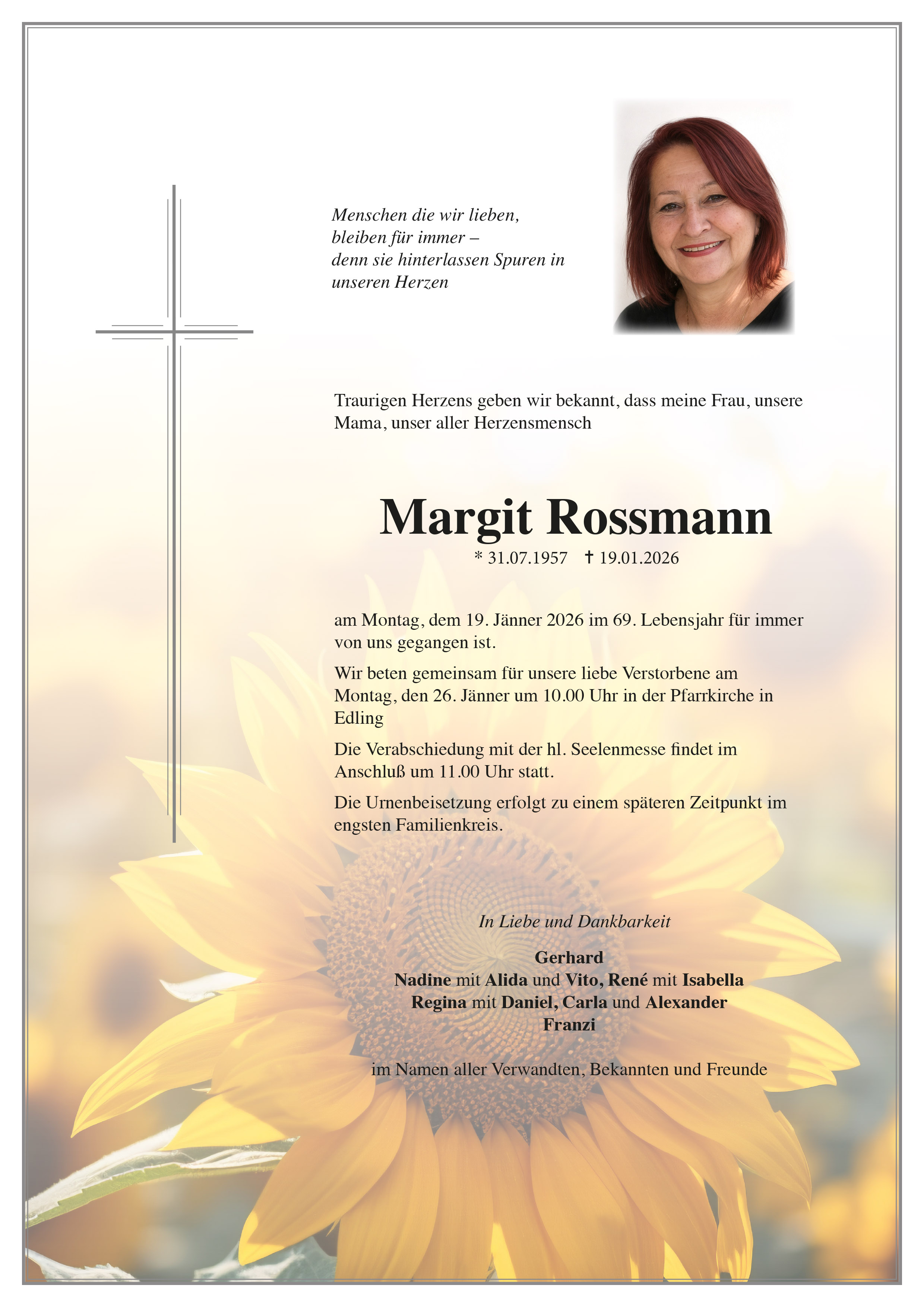Traueranzeige von Margit Rossmann
