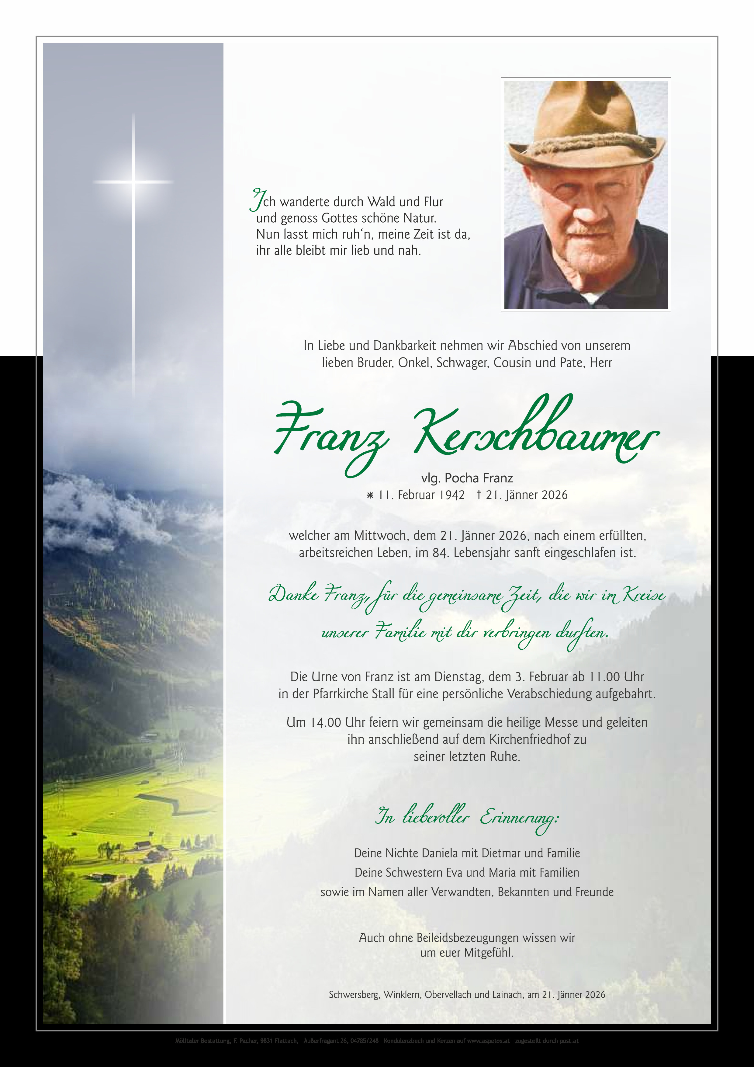 Traueranzeige von Franz Kerschbaumer