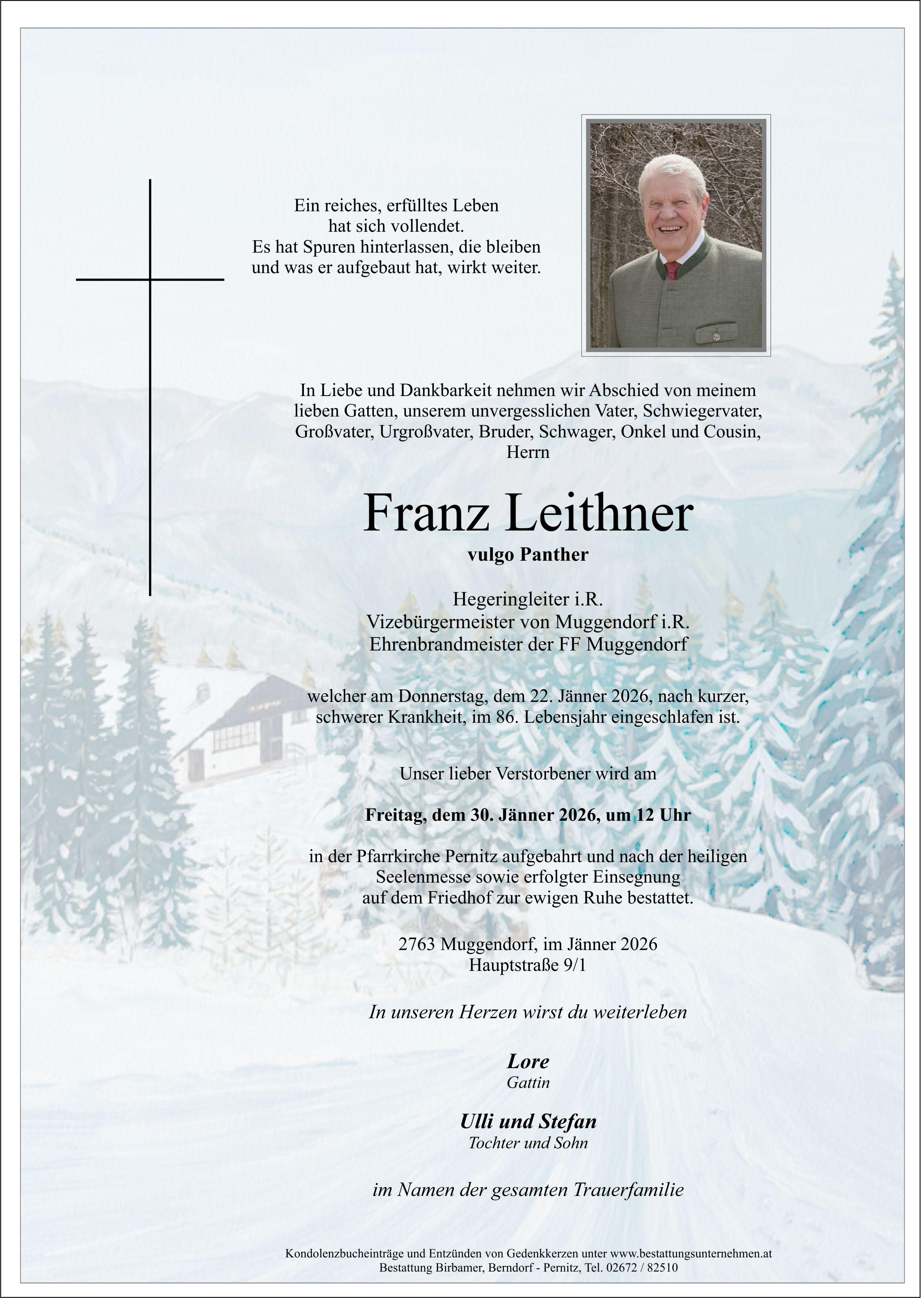 Traueranzeige von Franz Leithner