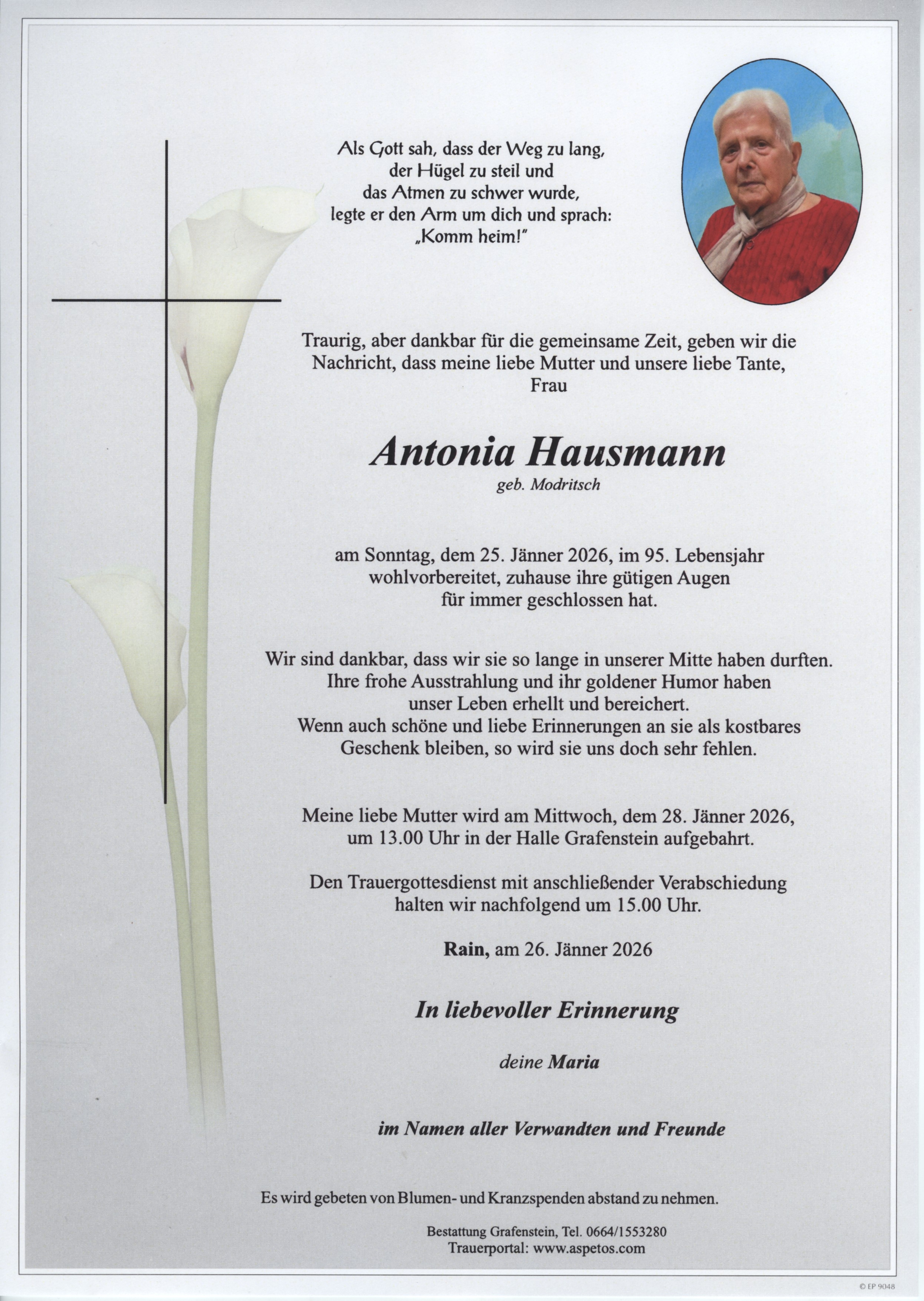 Traueranzeige von Antonia Hausmann