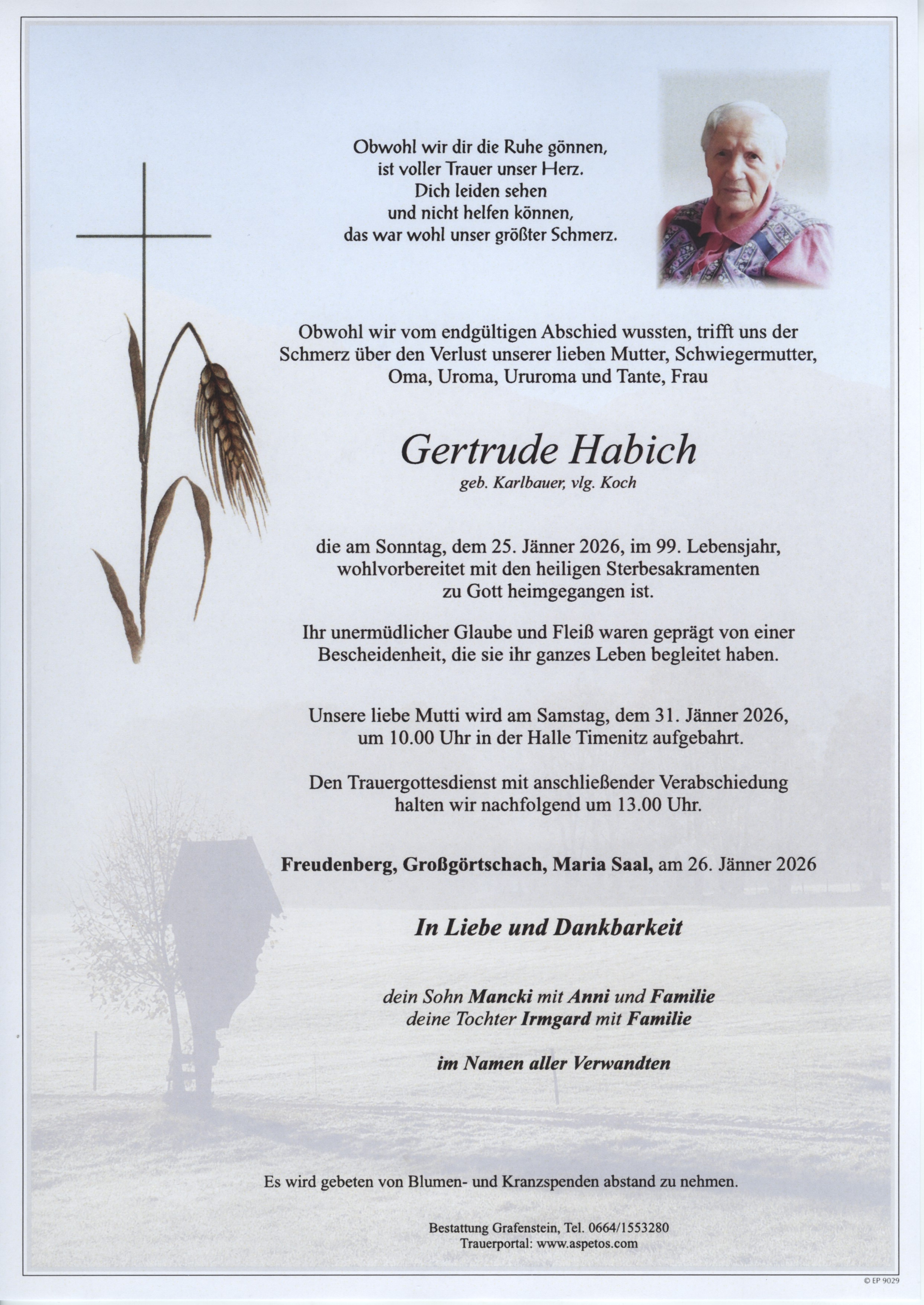 Traueranzeige von Gertrude Habich