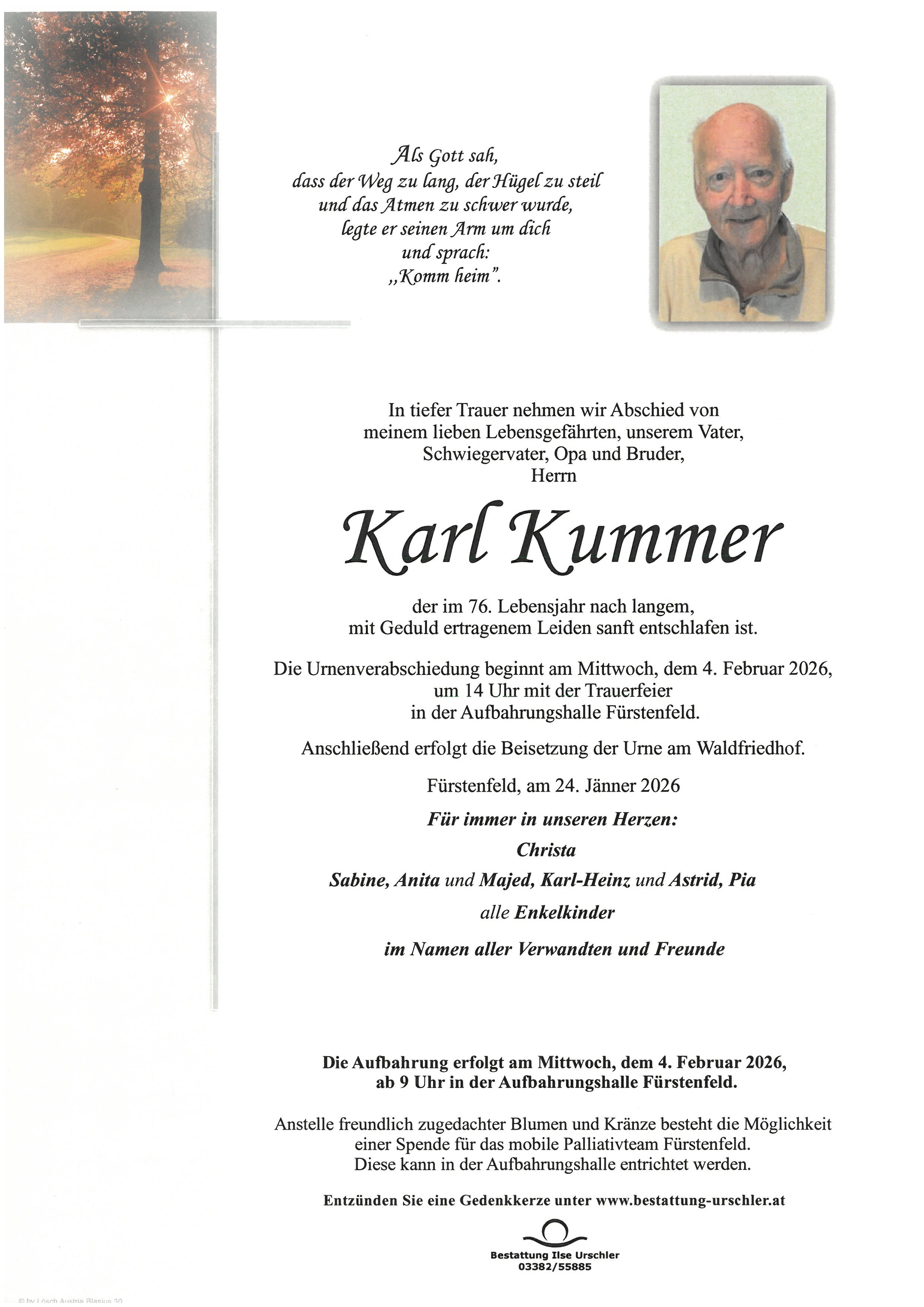 Traueranzeige von Karl Kummer