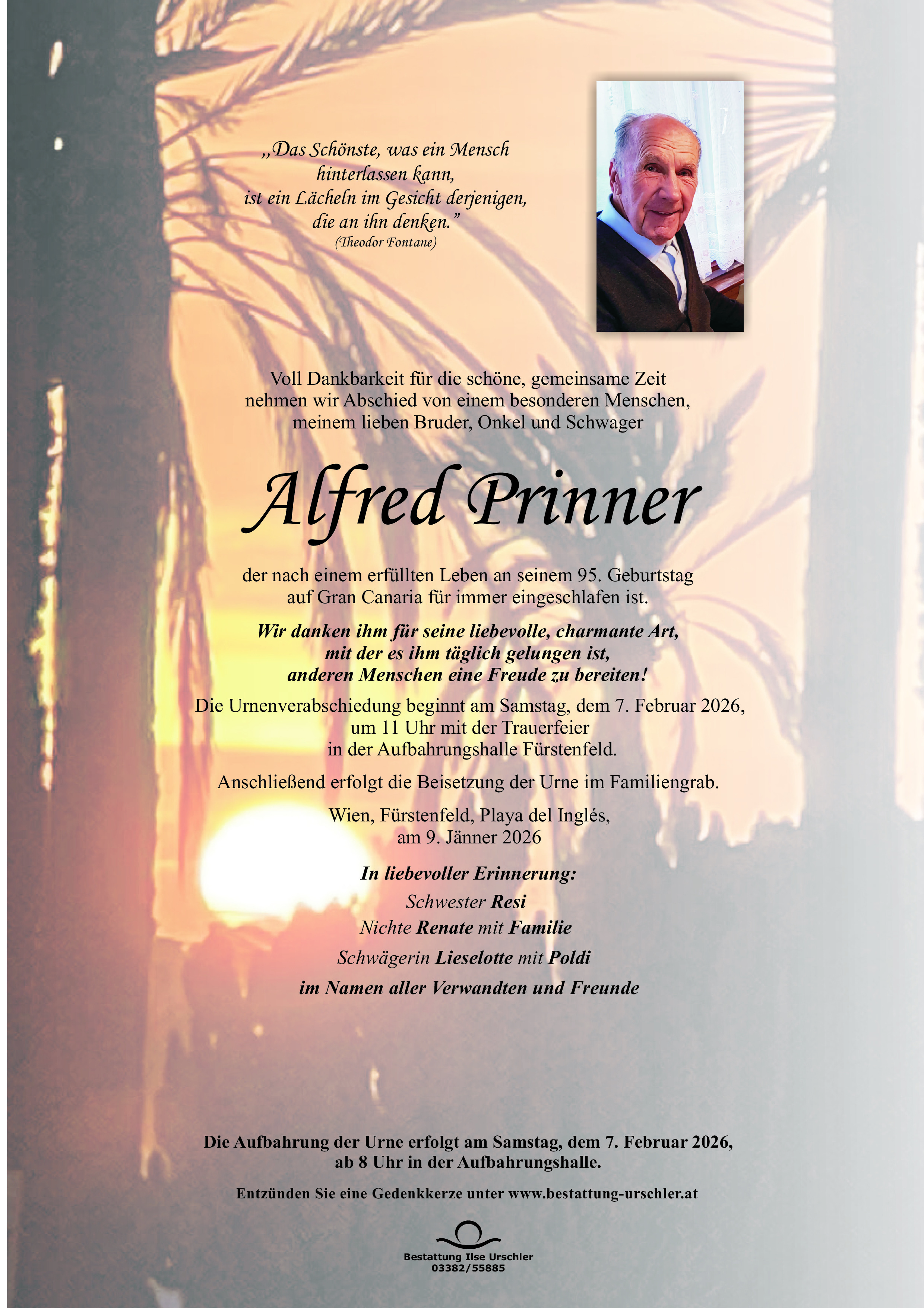 Traueranzeige von Alfred Prinner