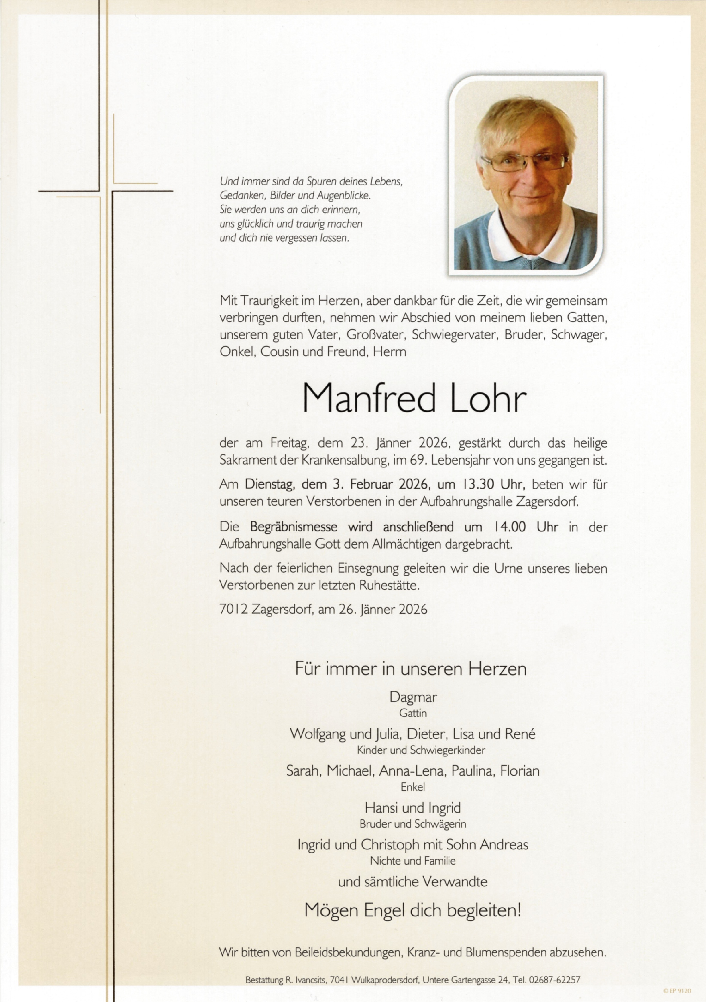 Traueranzeige von Manfred Lohr