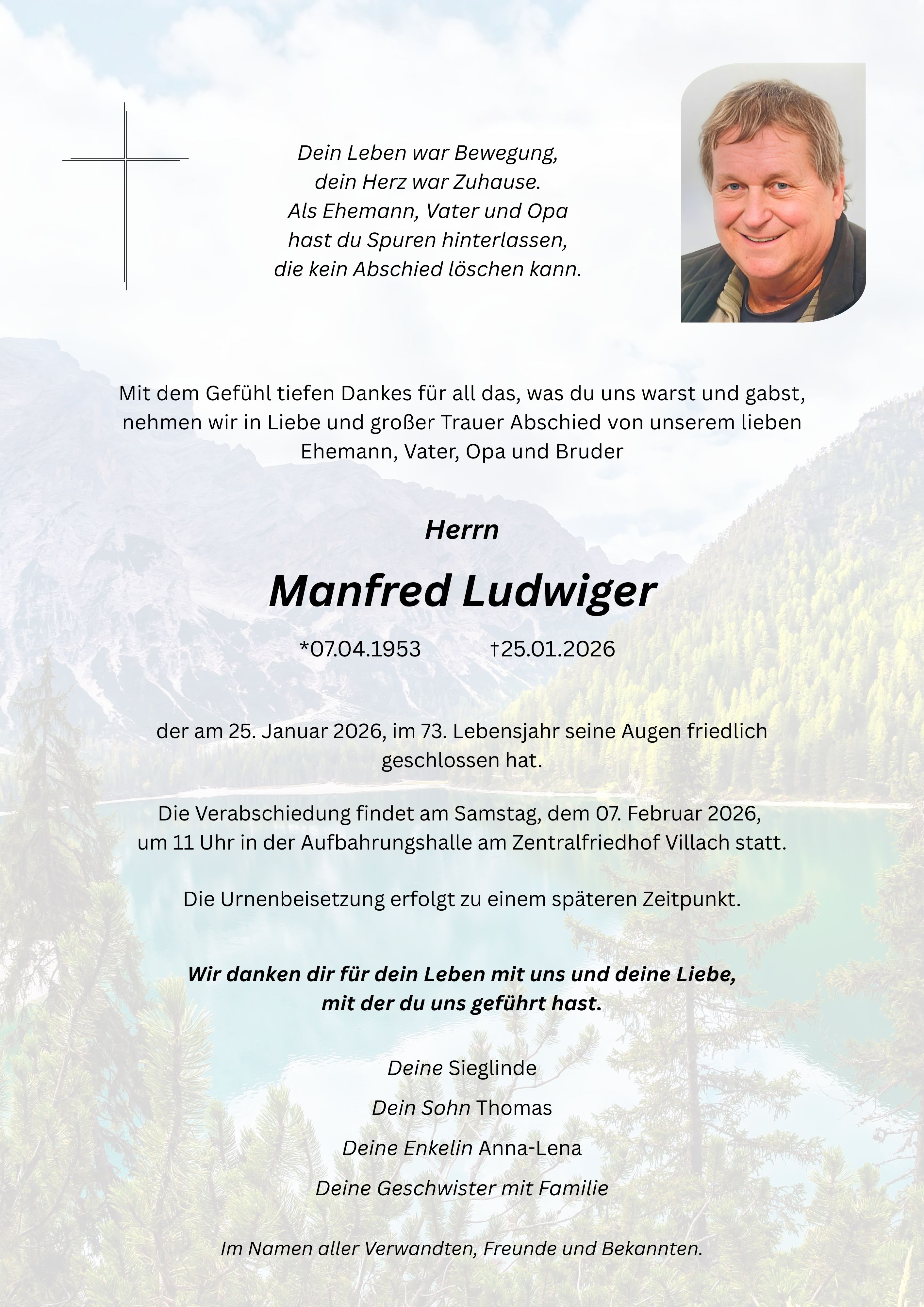 Traueranzeige von Manfred Ludwiger