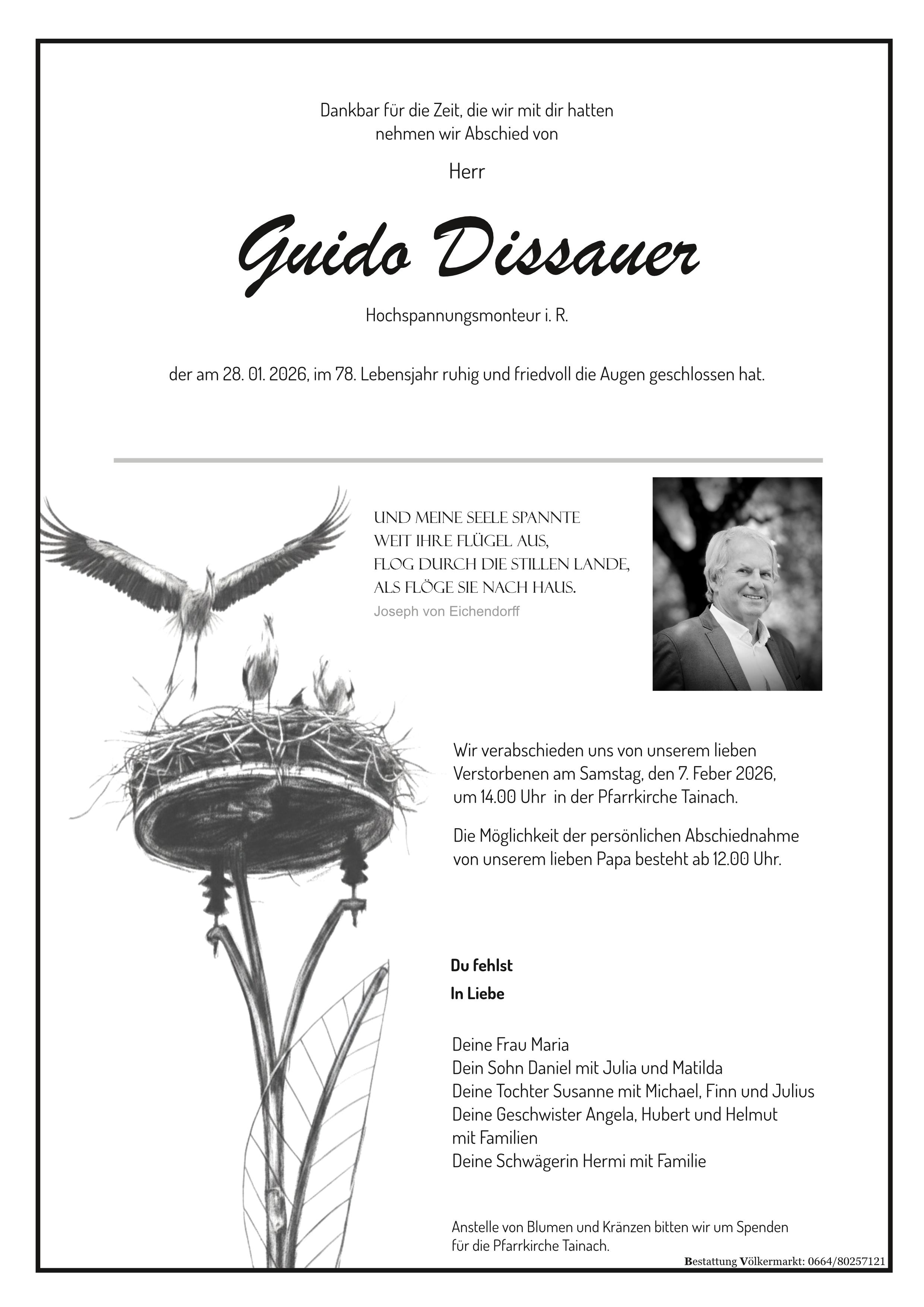 Traueranzeige von Guido Dissauer