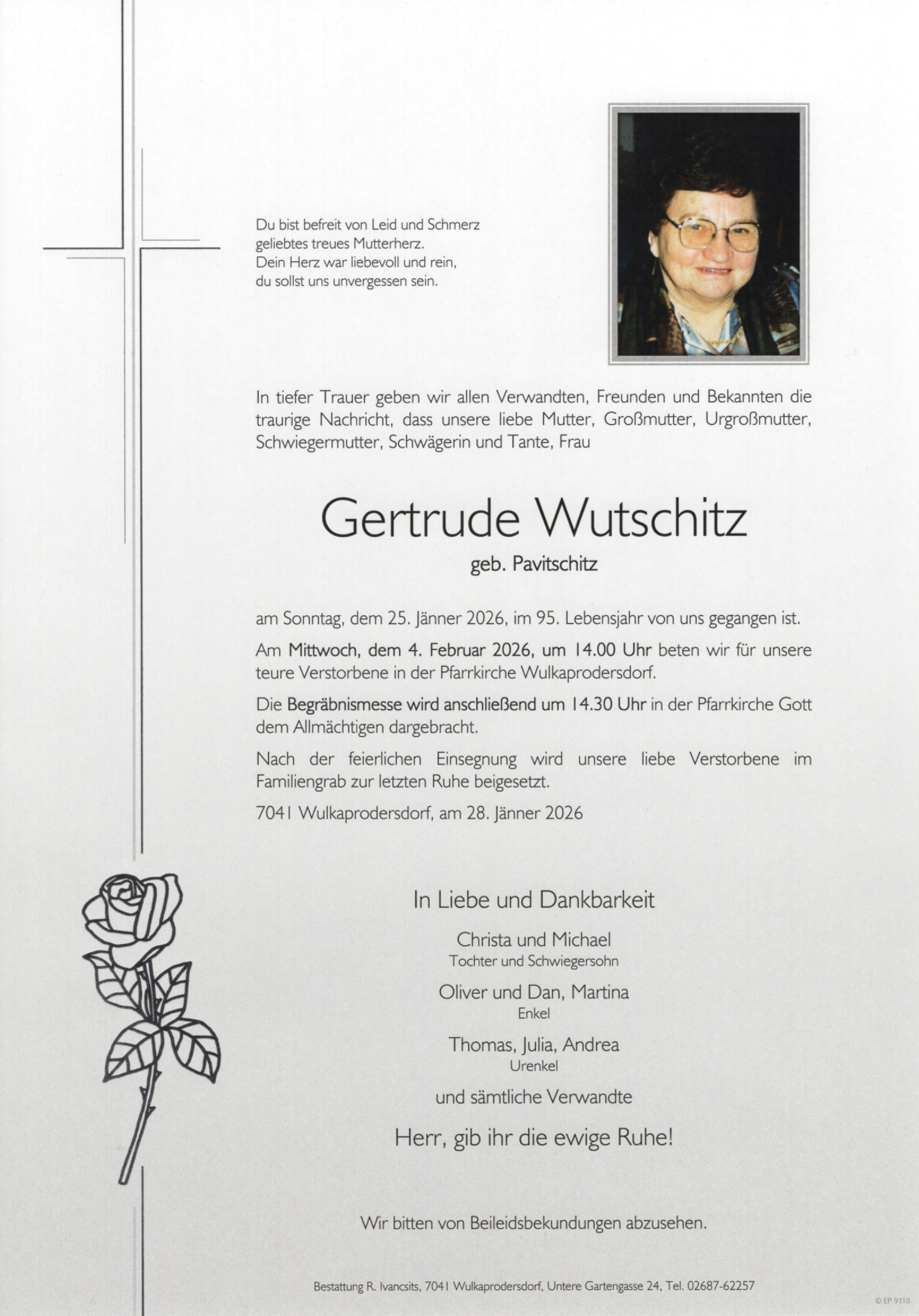 Traueranzeige von Gertrude Wutschitz