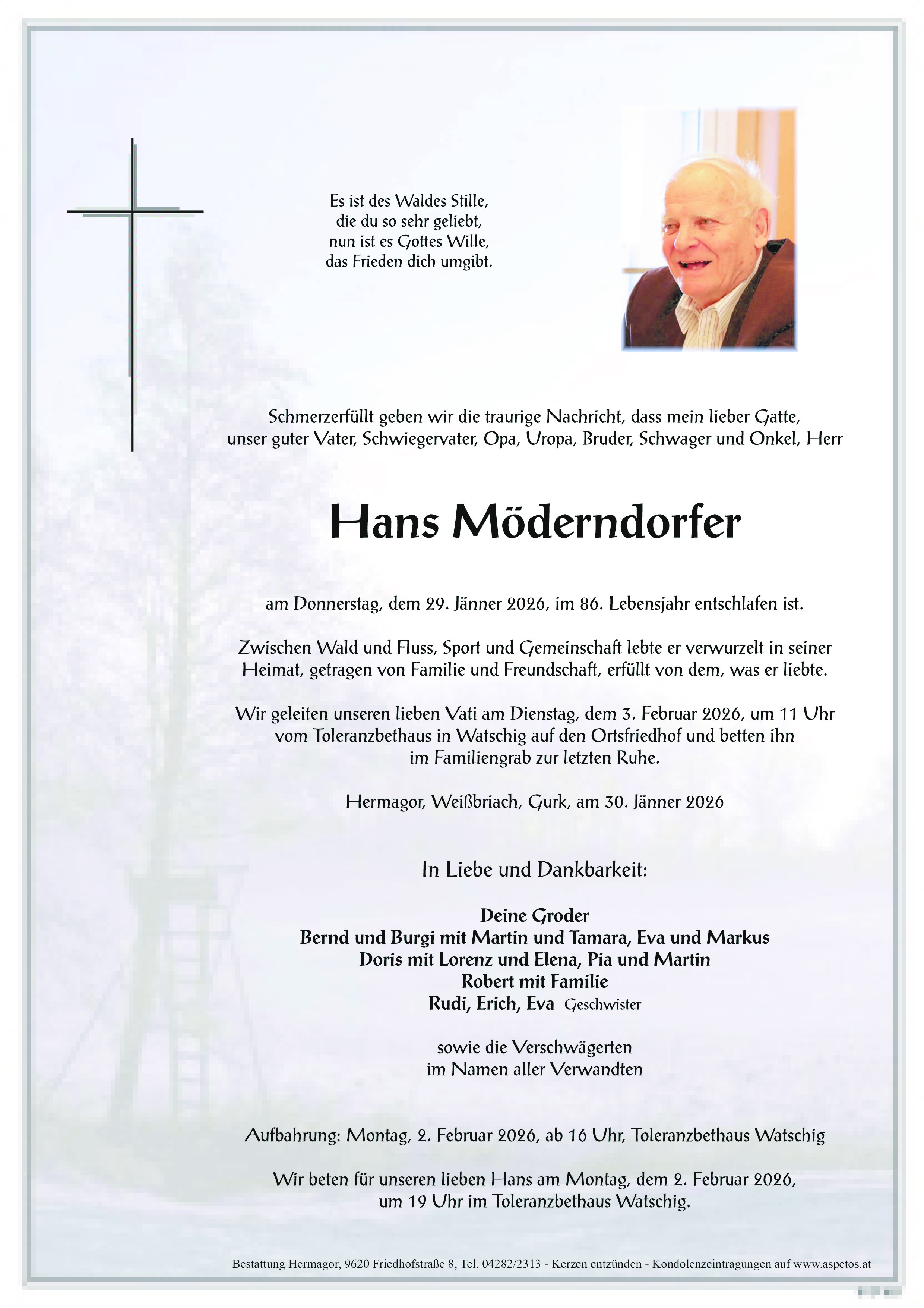 Traueranzeige von Hans Möderndorfer