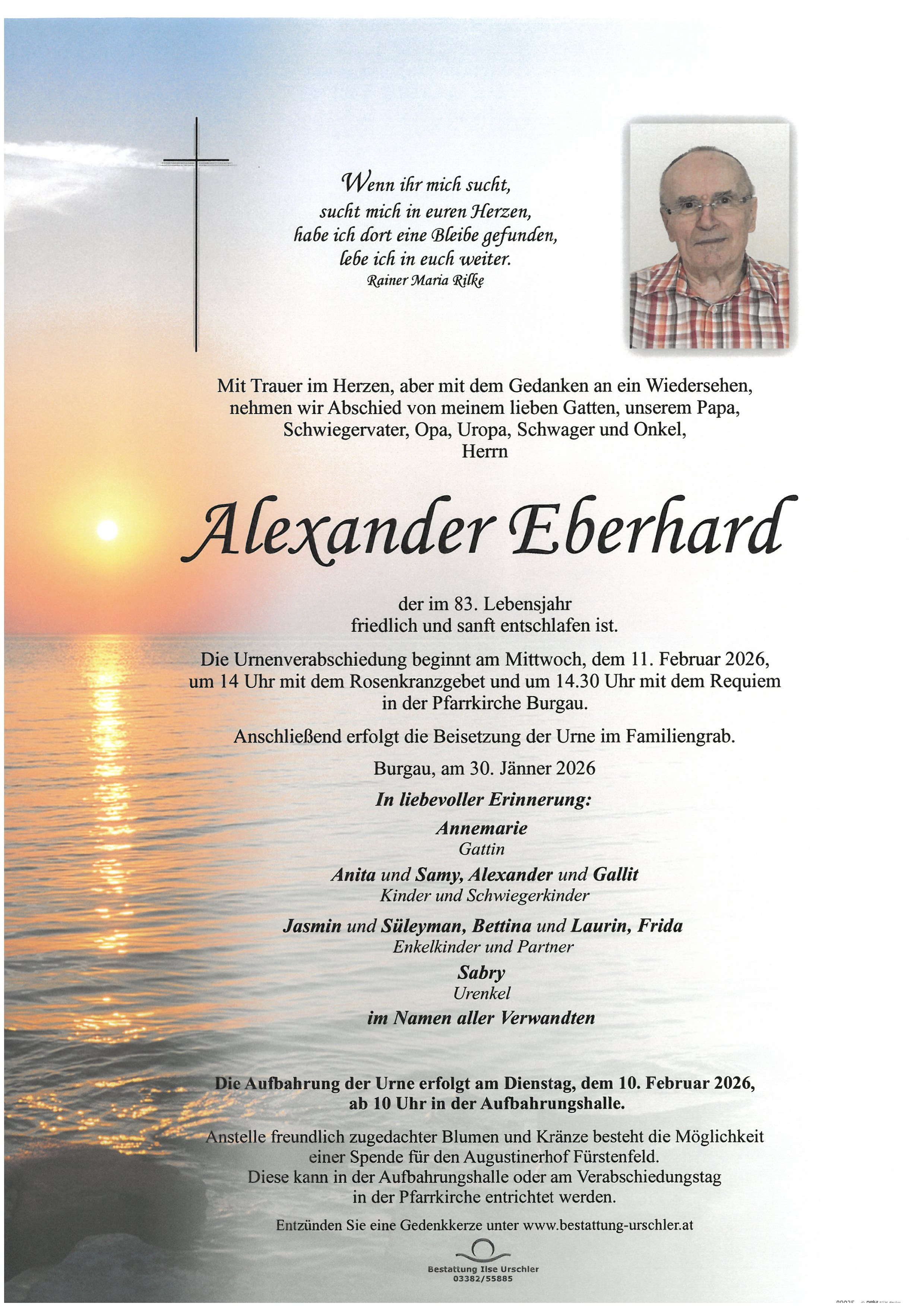 Traueranzeige von Alexander Eberhard